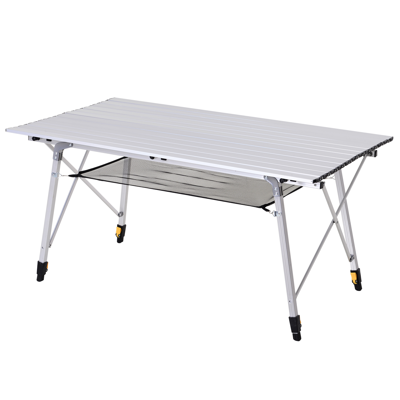 Klappbarer Picknicktisch Aluminium, Verstellbare Höhe, Robust, Homaire, Maße 120x69x78 Cm - Silber
