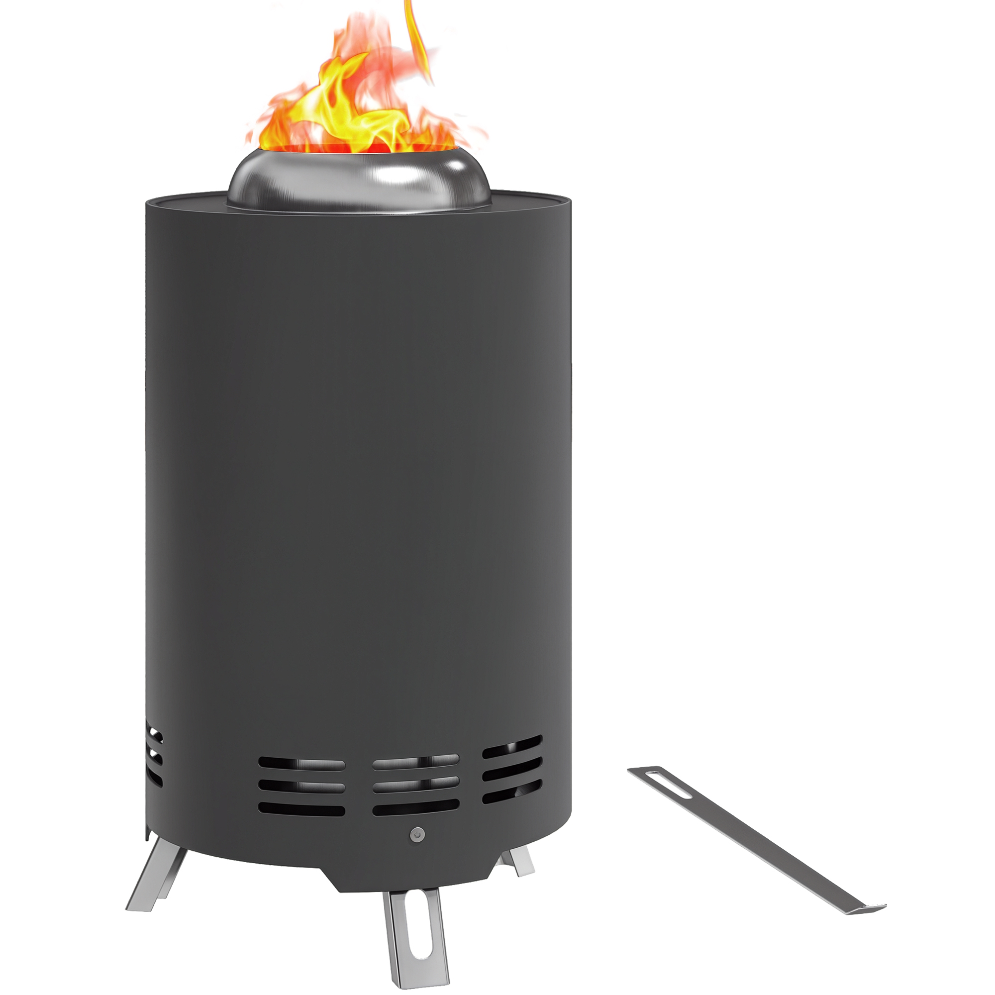 Feuerschale Mit Rauchfreiem Verbrennungssystem Edelstahl Homaire 16x16x25 Cm - Grau