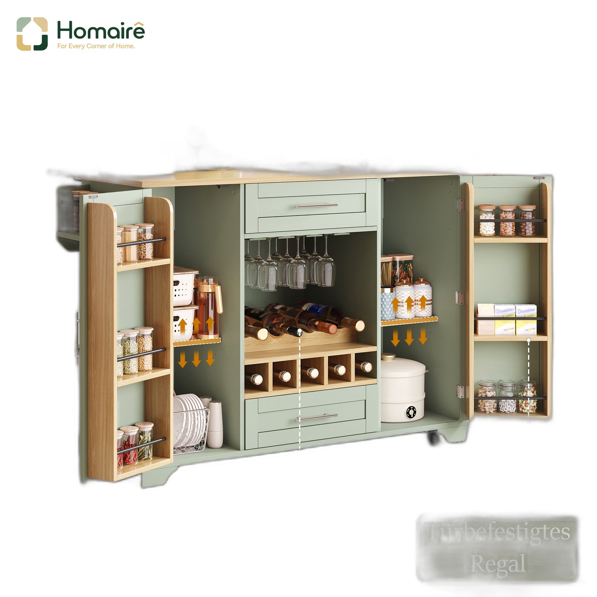 Küchenwagen Aus Mdf Antik Grün 138 X 70 X 92 Cm Homaire