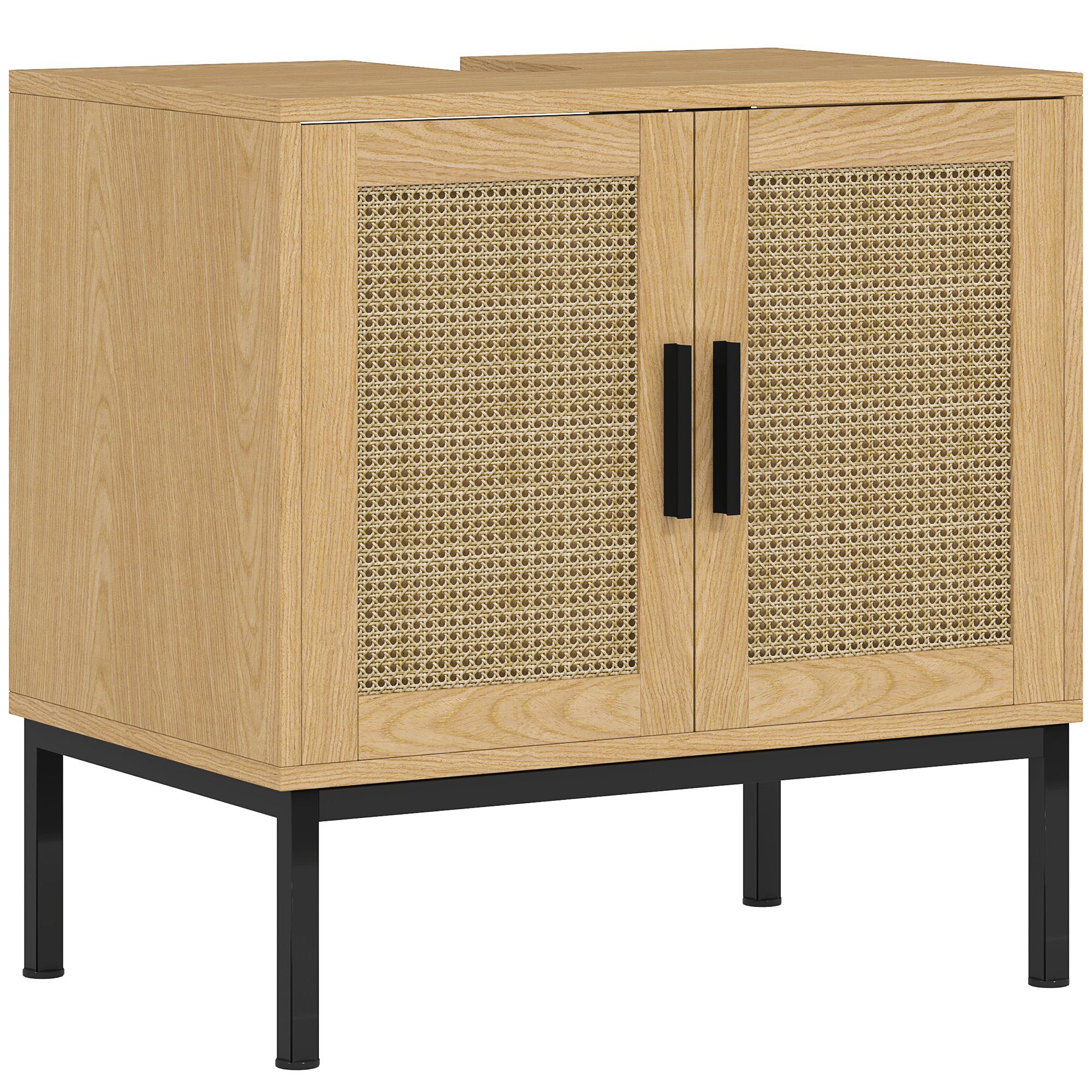 Badezimmerschrank Mit Stauraum Spanplatte Rattan Homaire L60xb39xh60 Cm - Eiche