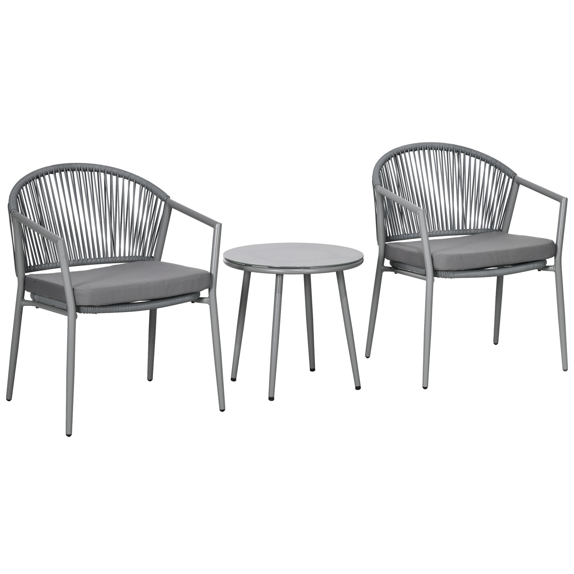 Gartengarnitur In Rattanoptik Aus Stahl Und Pe, Homaire, Maße 58x62x78 Cm - Hellgrau