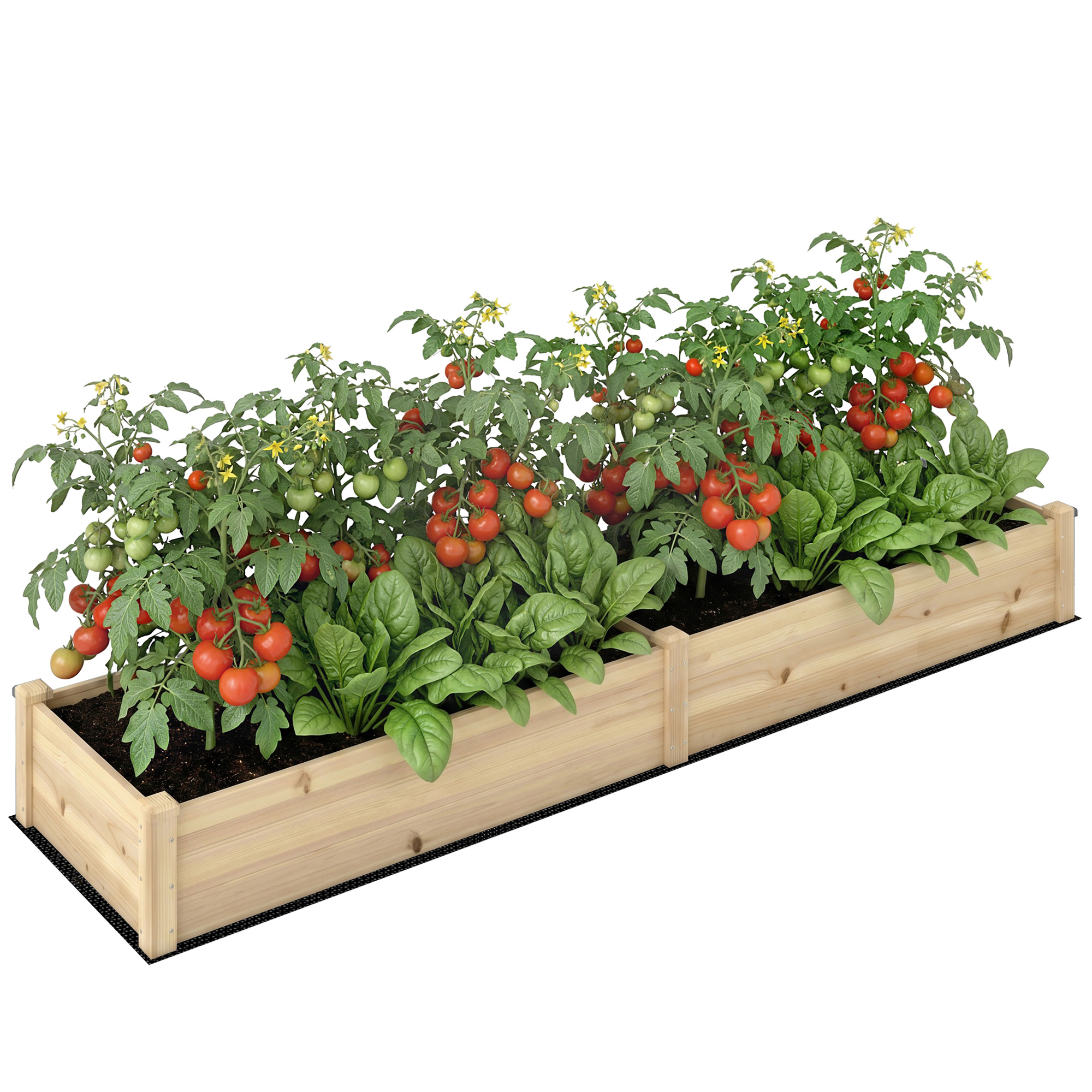 Hochbeet Mit 2 Pflanzbereichen Aus Tannenholz, Homaire, 244x61,5x27 Cm, Naturholz