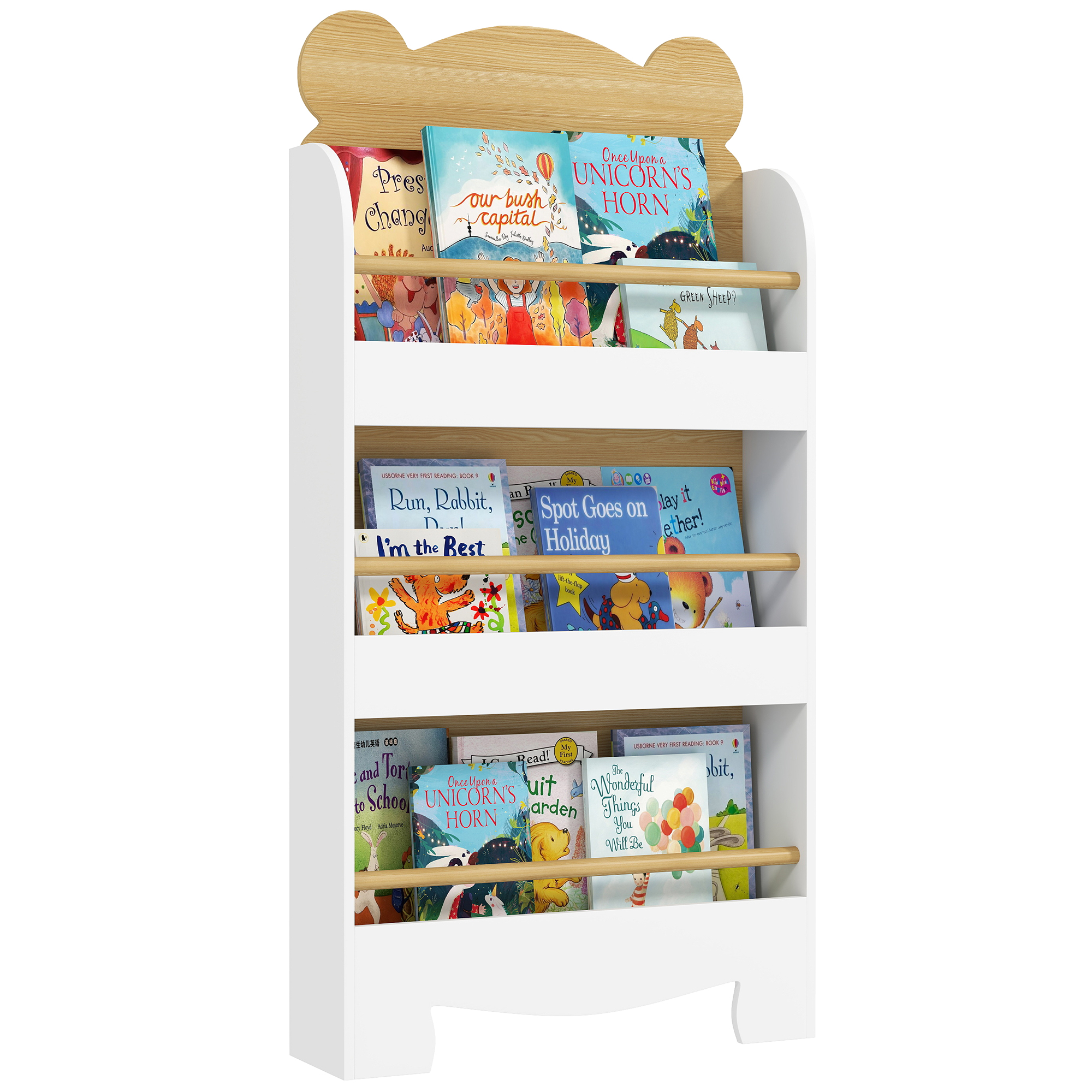 Bücherregal Kinder Bärenform Mdf Kiefernholz Homaire 55x15x110 Cm - Naturholz