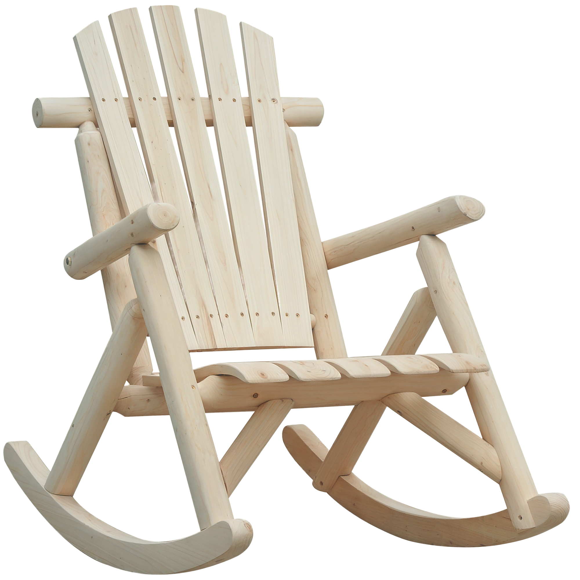 Homaire Schaukelstuhl Aus Tannenholz, Vielseitig, Ergonomisch, Hohe Rückenlehne, 96x66x98 Cm - Naturholz