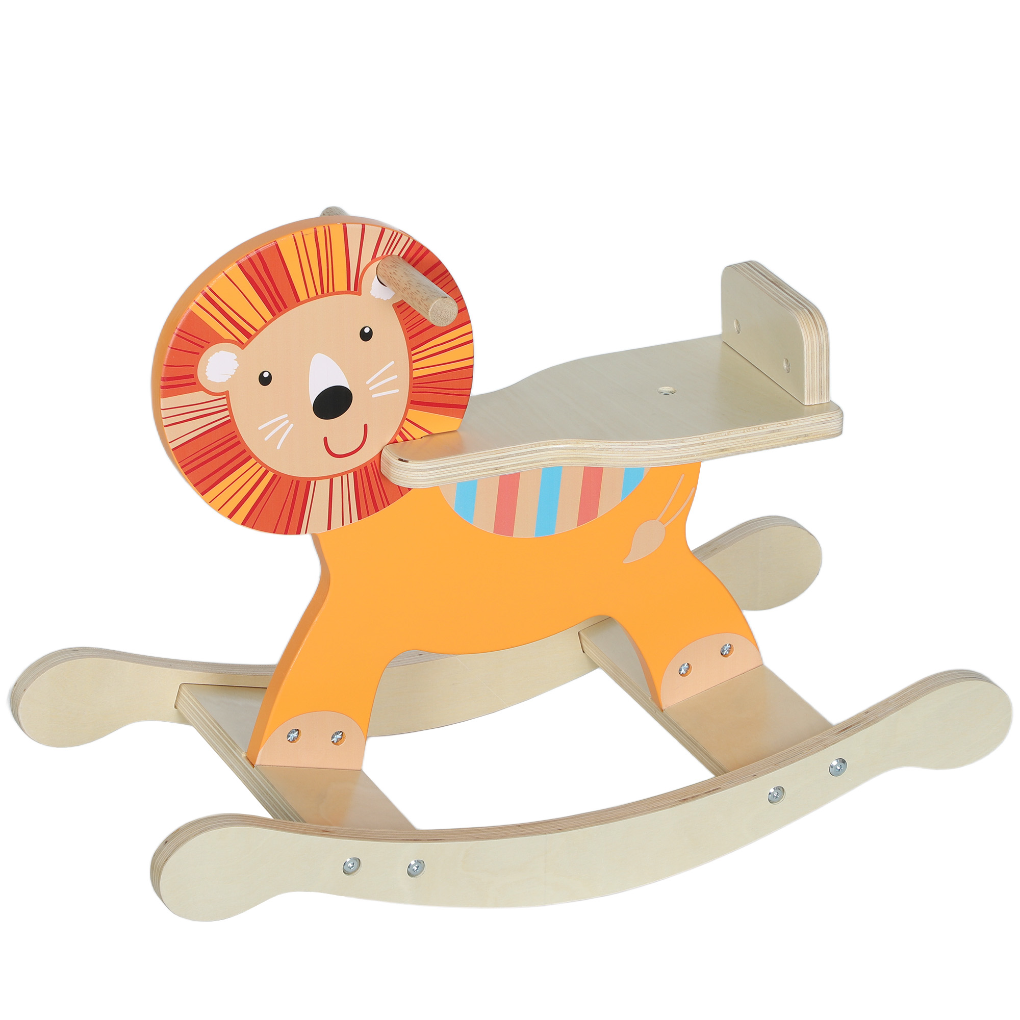 Schaukelpferd Mit Löwendesign Aus Mehrschichtenplatte, Homaire, Maße 59x27x44 Cm, Orange