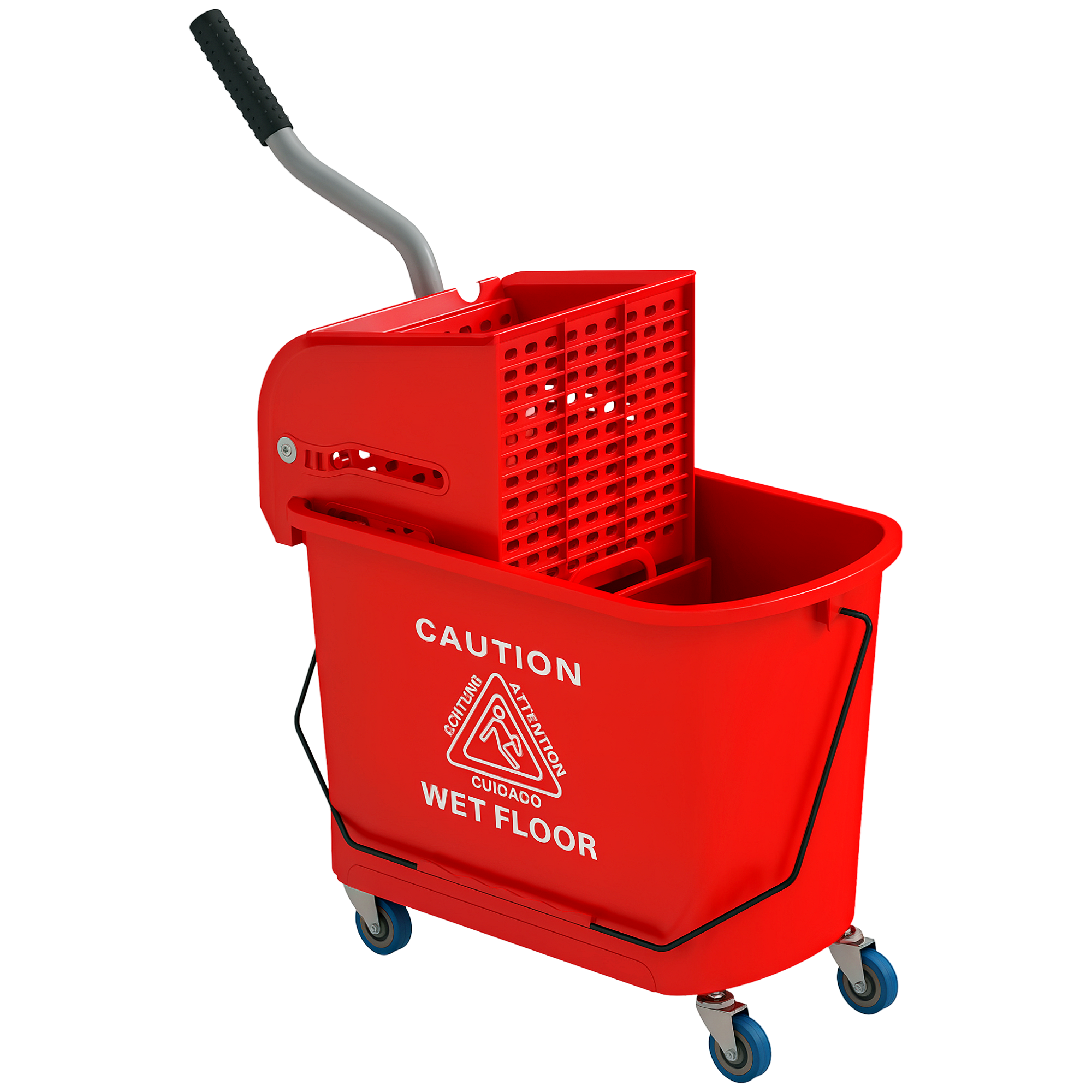 Mopp-eimer Mit Auswringer Kunststoff 60x27x70,5 Cm Homaire - Rot