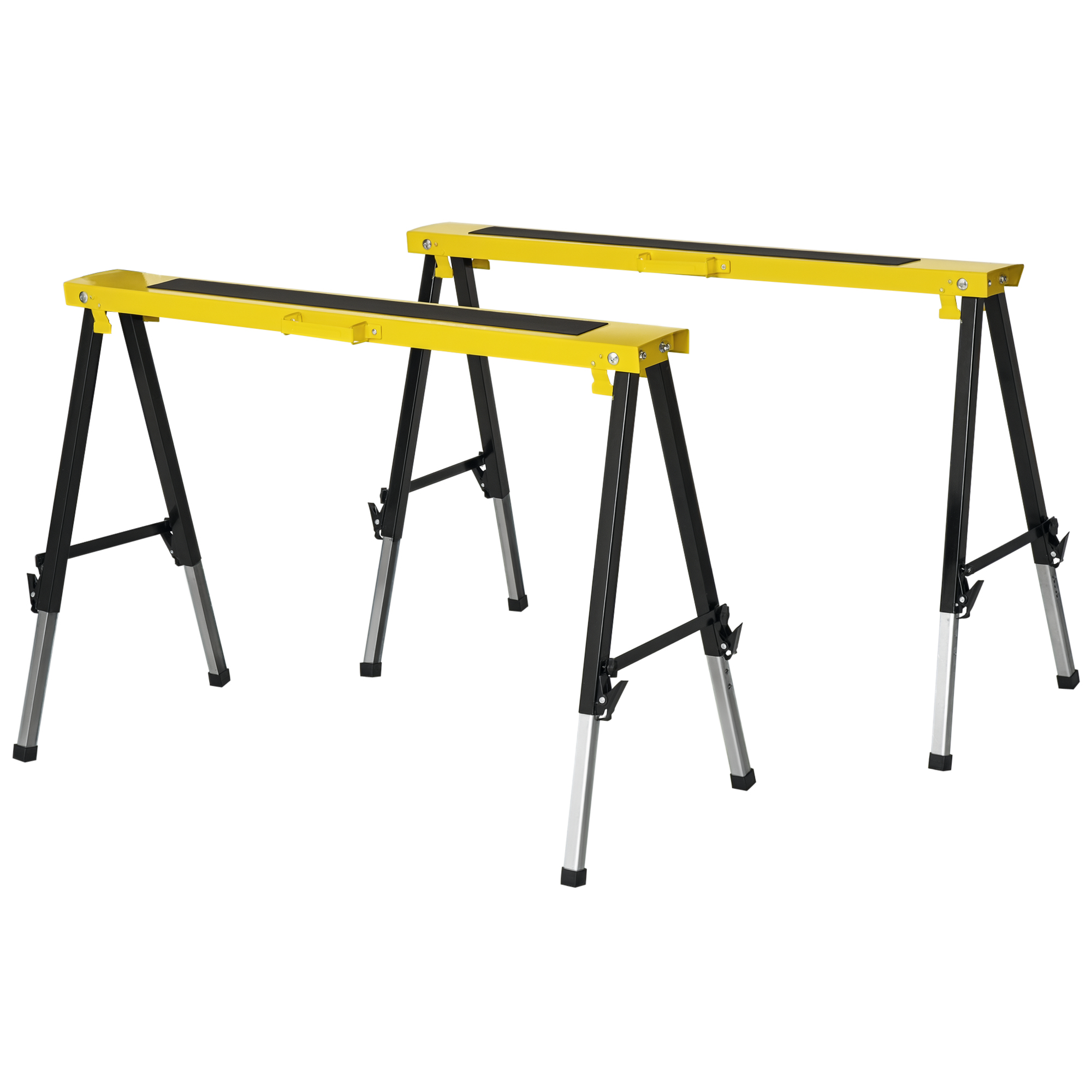2er-set Unterbock, Höhenverstellbar, Rutschfeste Arbeitsfläche, Stahl, Homaire, 100x49x90 Cm - Gelb Schwarz Silber