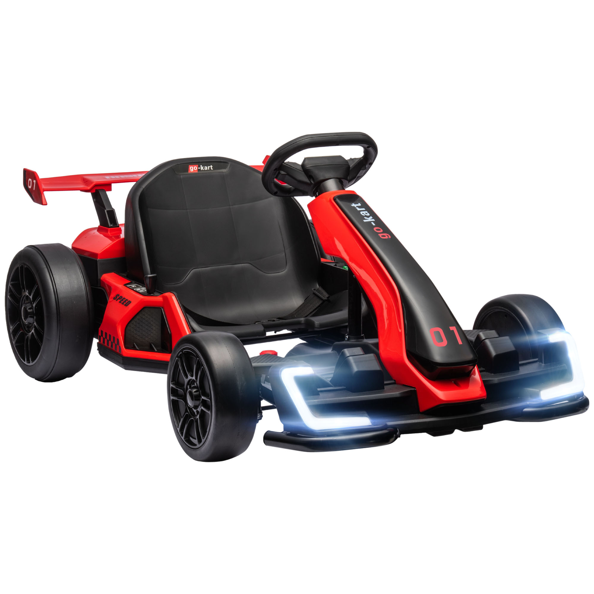 Kinder Elektro-go-kart Homaire Mit 24v Dual-drive-motor, Verstellbarer Sitz, Kunststoff, Metall, Maße 120x76x53,5 Cm -