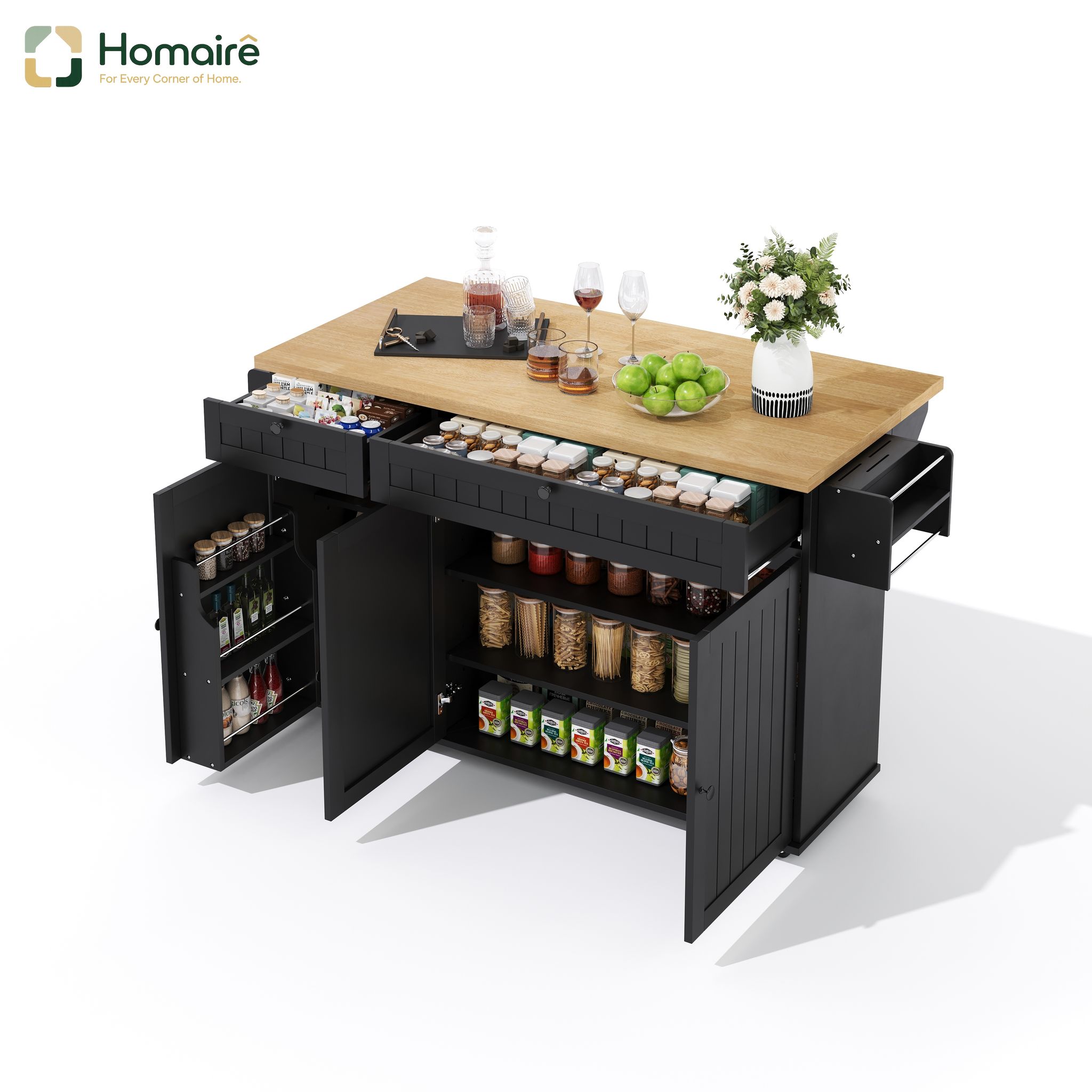 Küchenwagen Aus Mdf Schwarz 137 X 70 X 89.5 Cm Homaire