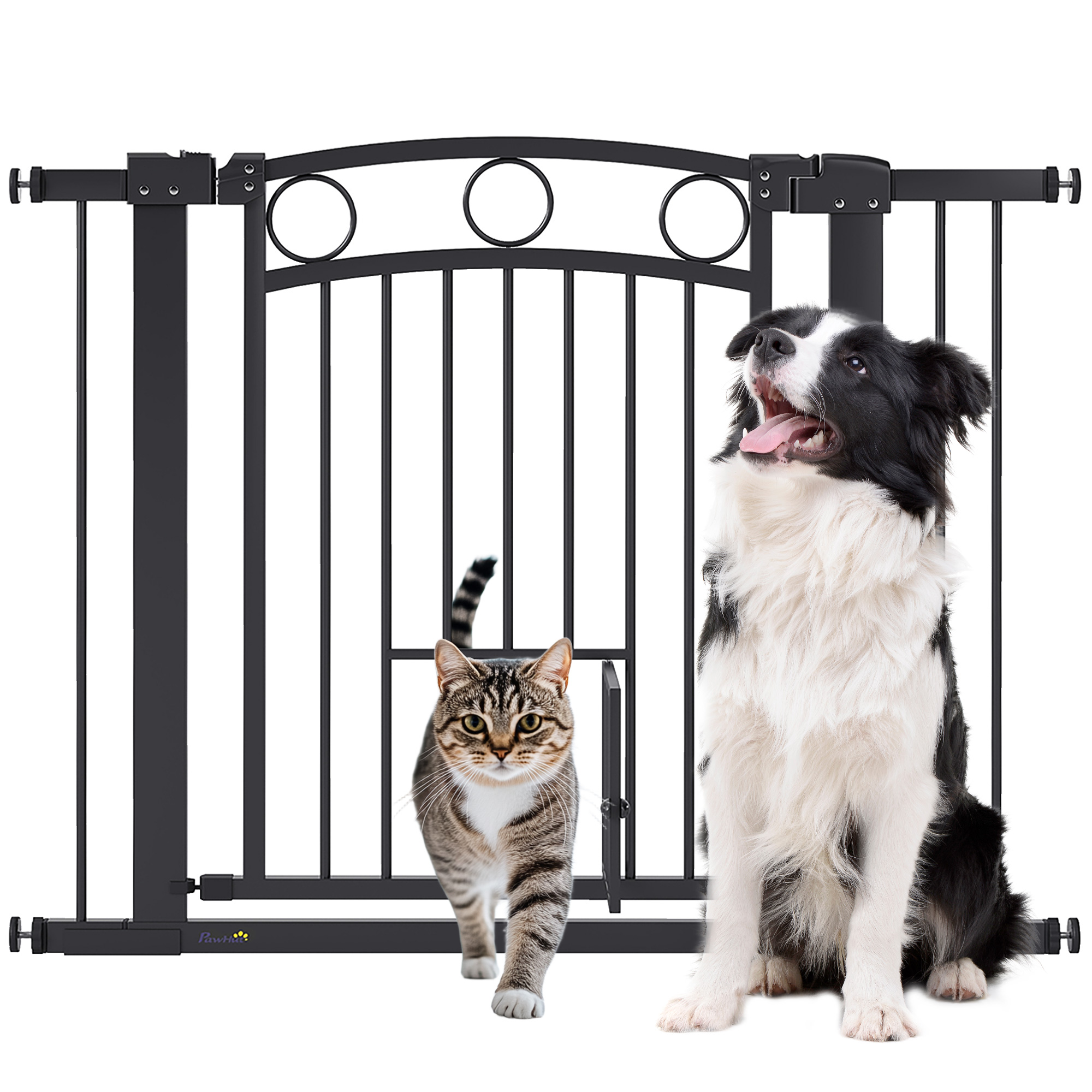 Türschutzgitter Für Katzen Stahl Kunststoff Homaire L104.0 X B5.0 X H77.0 Cm Schwarz