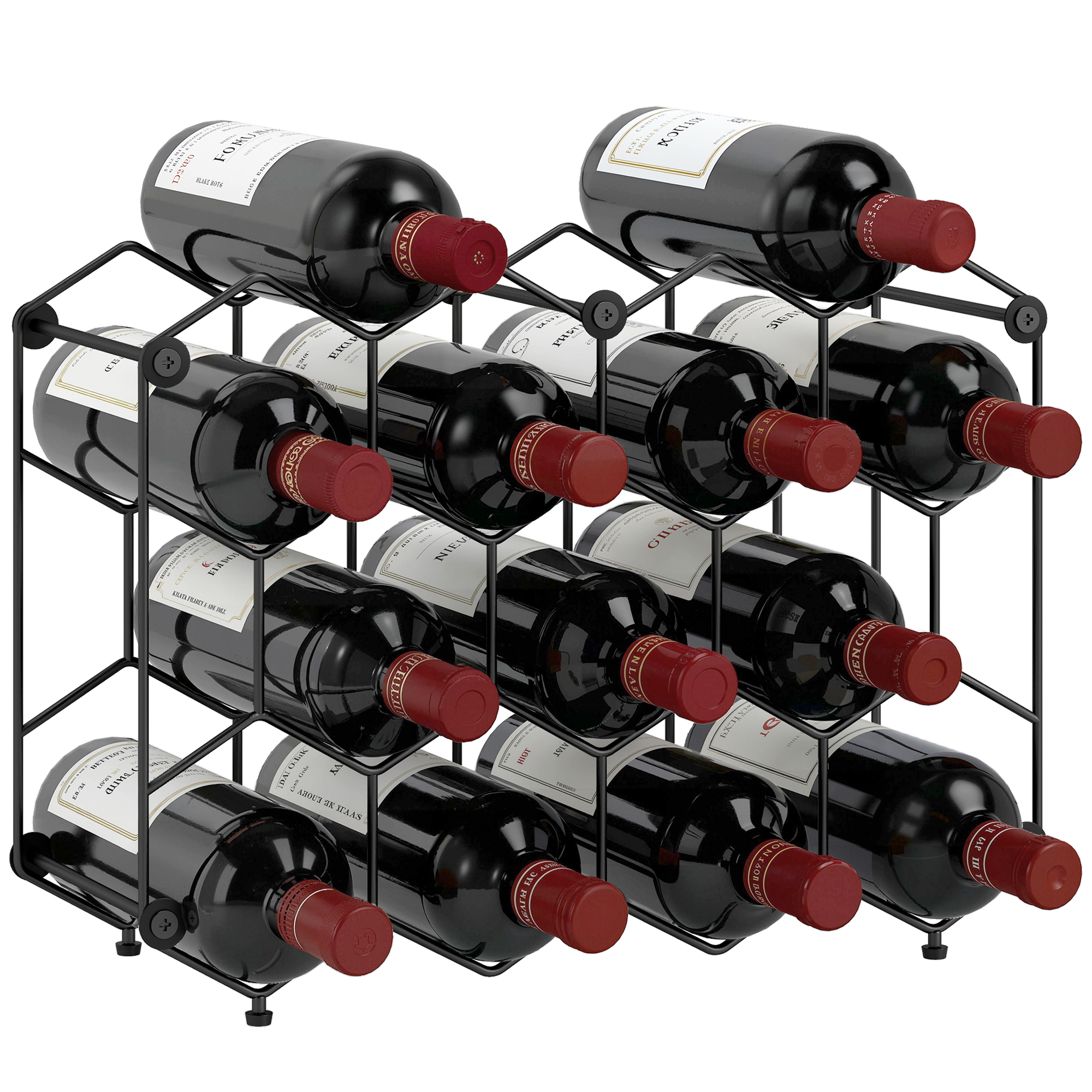 Wabenförmiges Metall Weinregal Homaire, 43x15,5x31 Cm, Schwarz