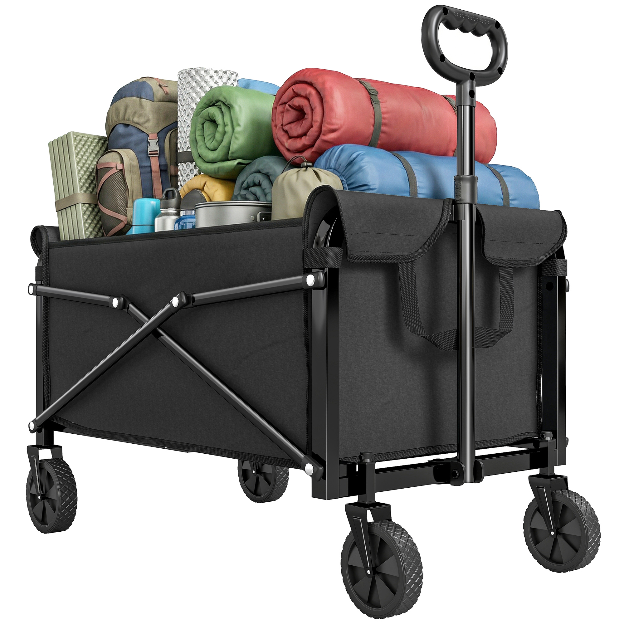 Festivalwagen Mit Faltbarem Design, 78 X 47,5 X 92 Cm, Homaire, Schwarz