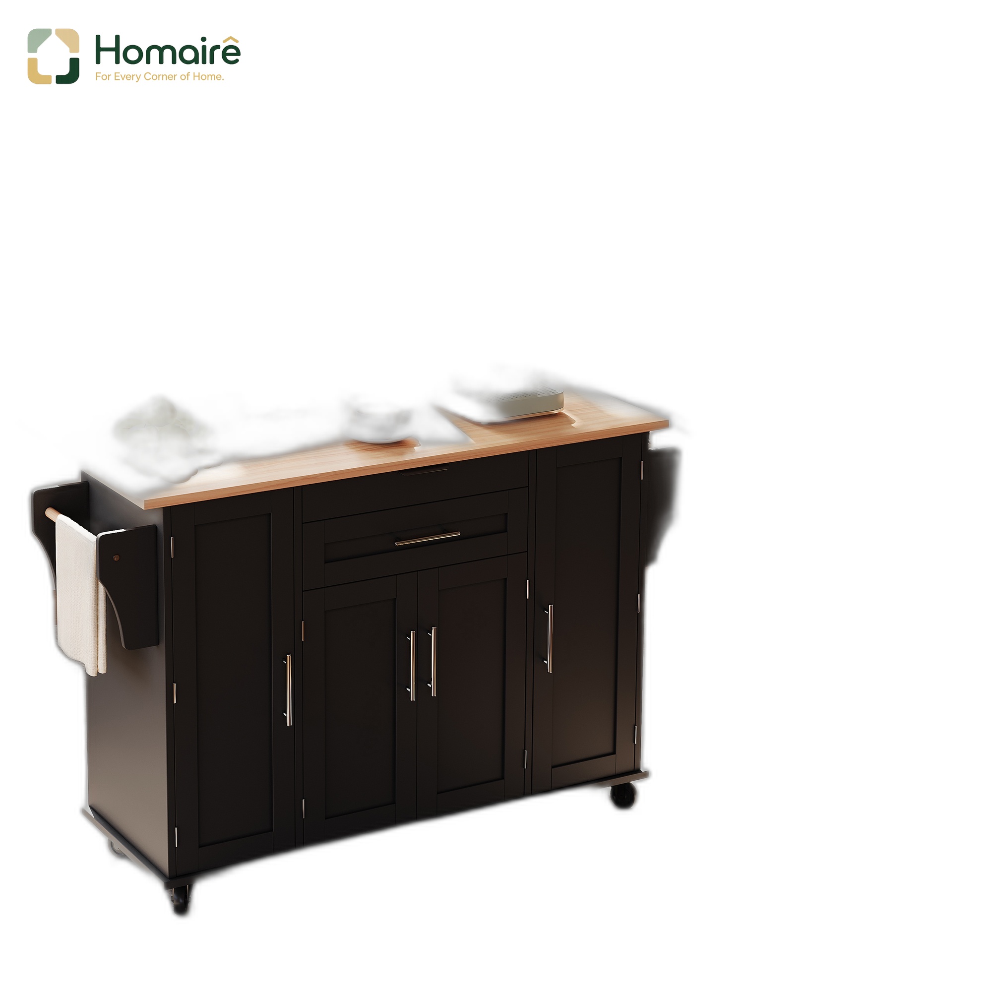 Küchenwagen Aus Mdf Schwarz 136 X 70 X 92 Cm Homaire