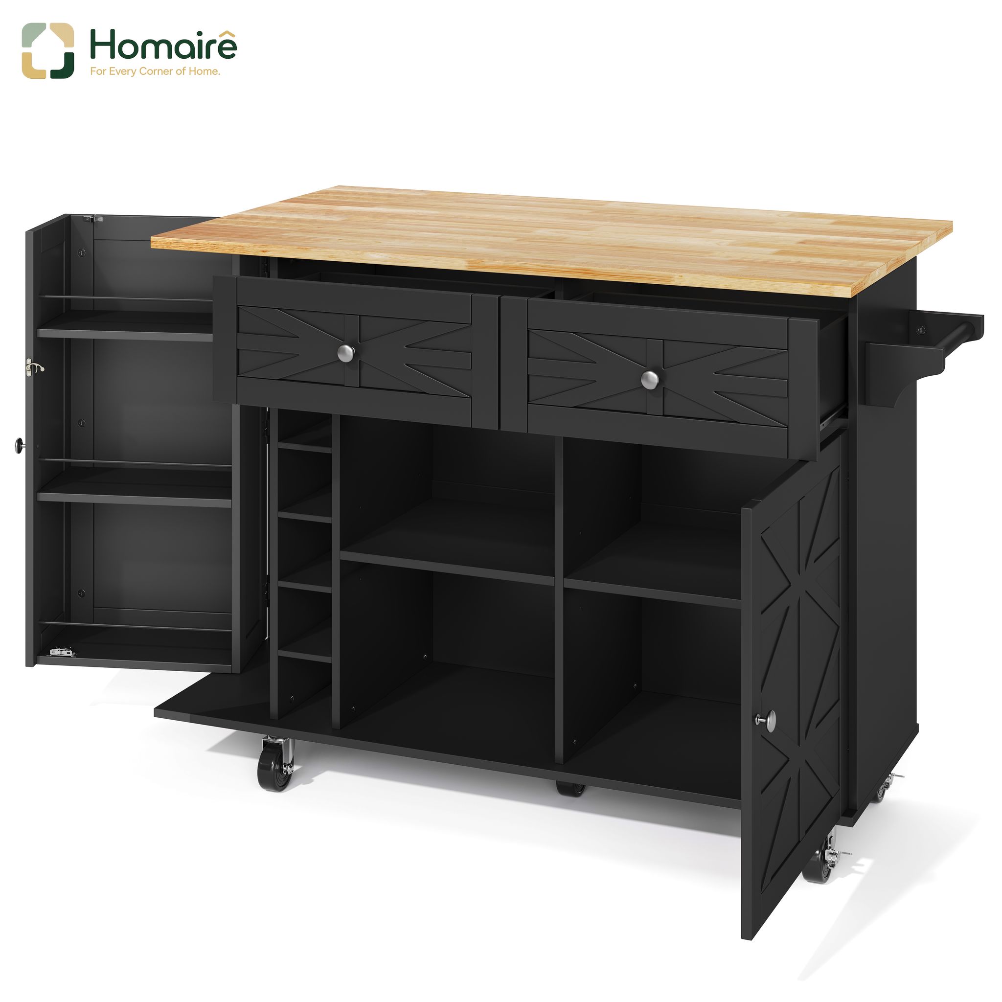 Küchenwagen Aus Mdf Schwarz Mit Stauraum 120 X 70 X 89 Cm Homaire