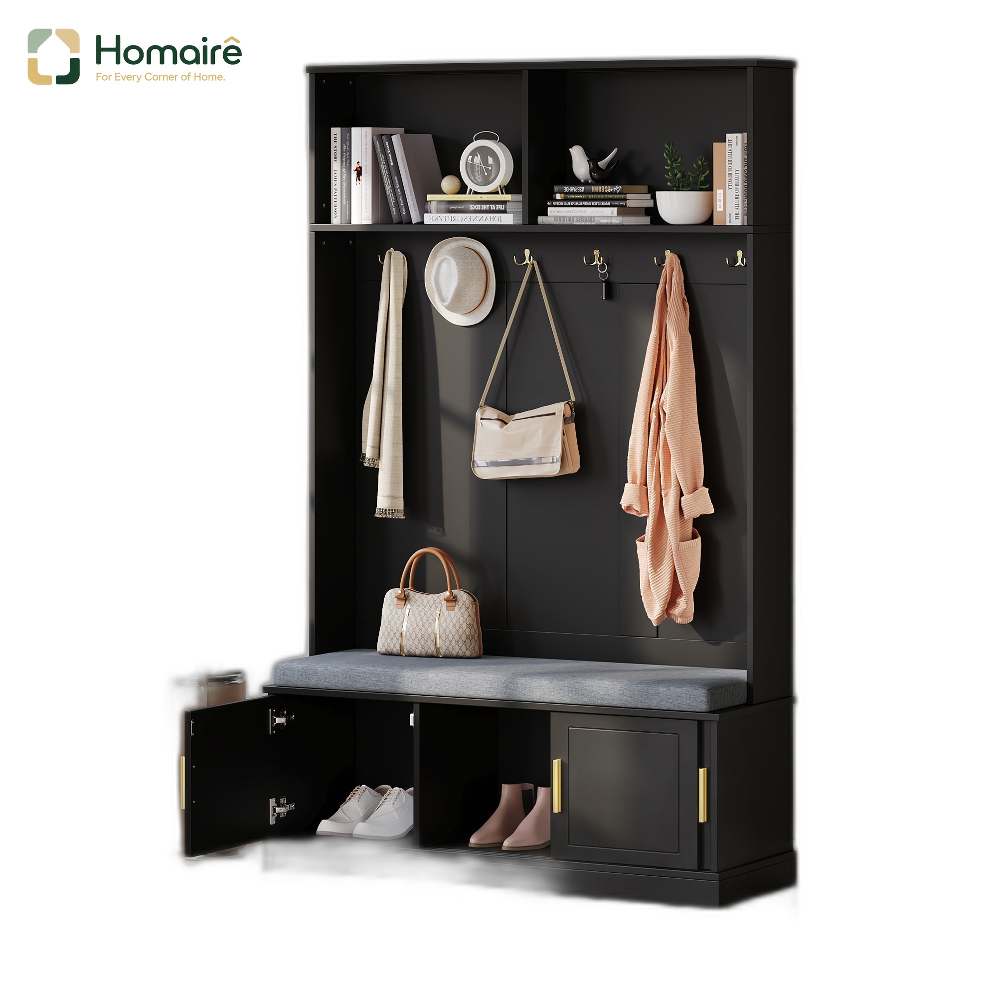 Schwarz, 120 X 40 X 191 Cm Regal Aus Polyester Homaire