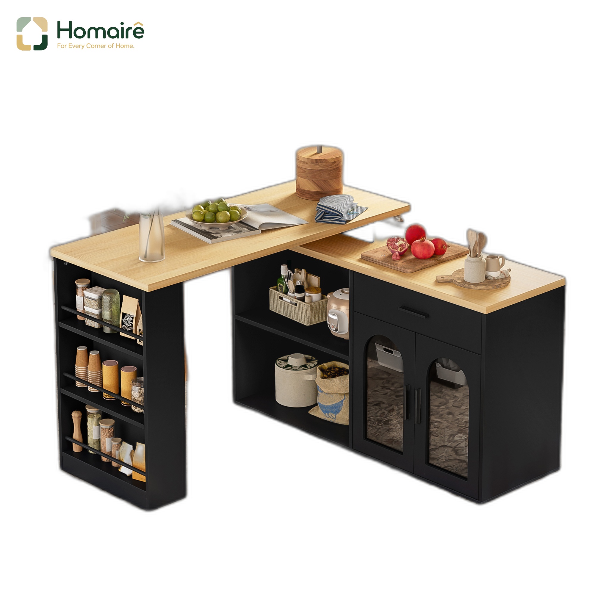 Küchenwagen Aus Mdf Schwarz 136 X 50 X 78 Cm Homaire