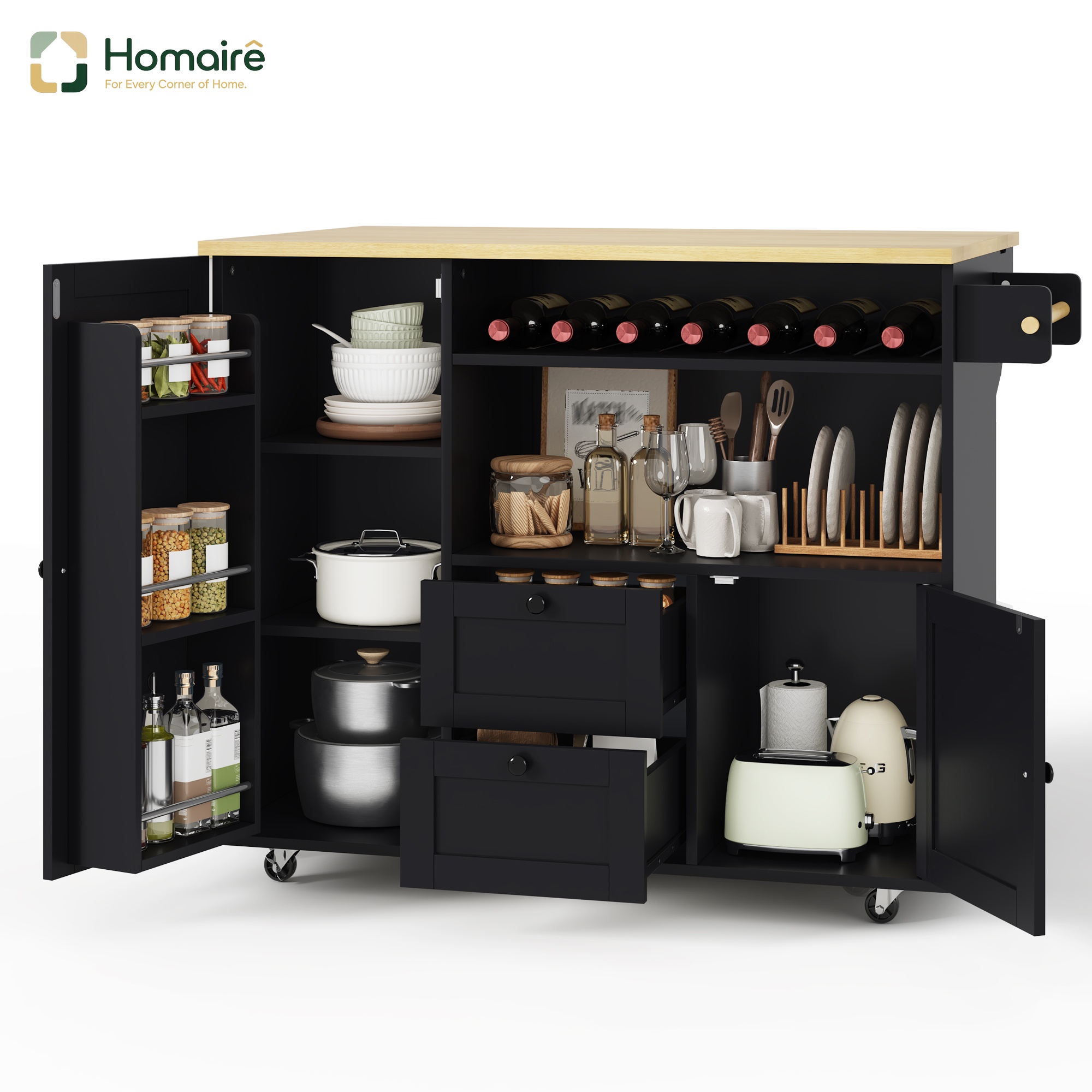Küchenwagen Aus Mdf Schwarz 104 X 69 X 89 Cm Homaire