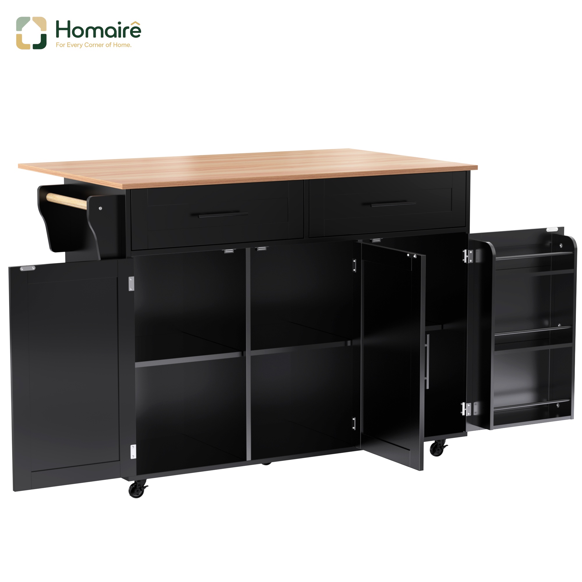 Küchenwagen Mdf Schwarz 120 X 46 X 91.5 Cm Homaire