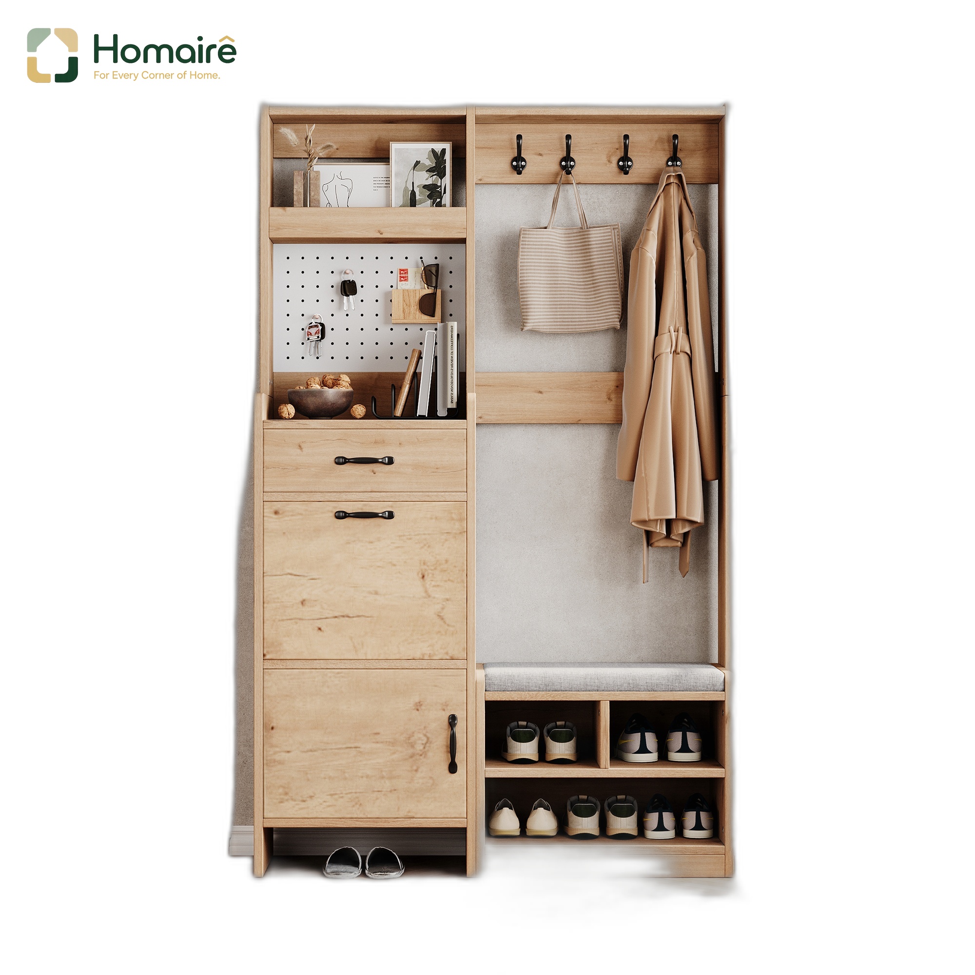 Schrank, 108.5 X 35 X 180 Cm Weiß Polyester Stauraum Homaire
