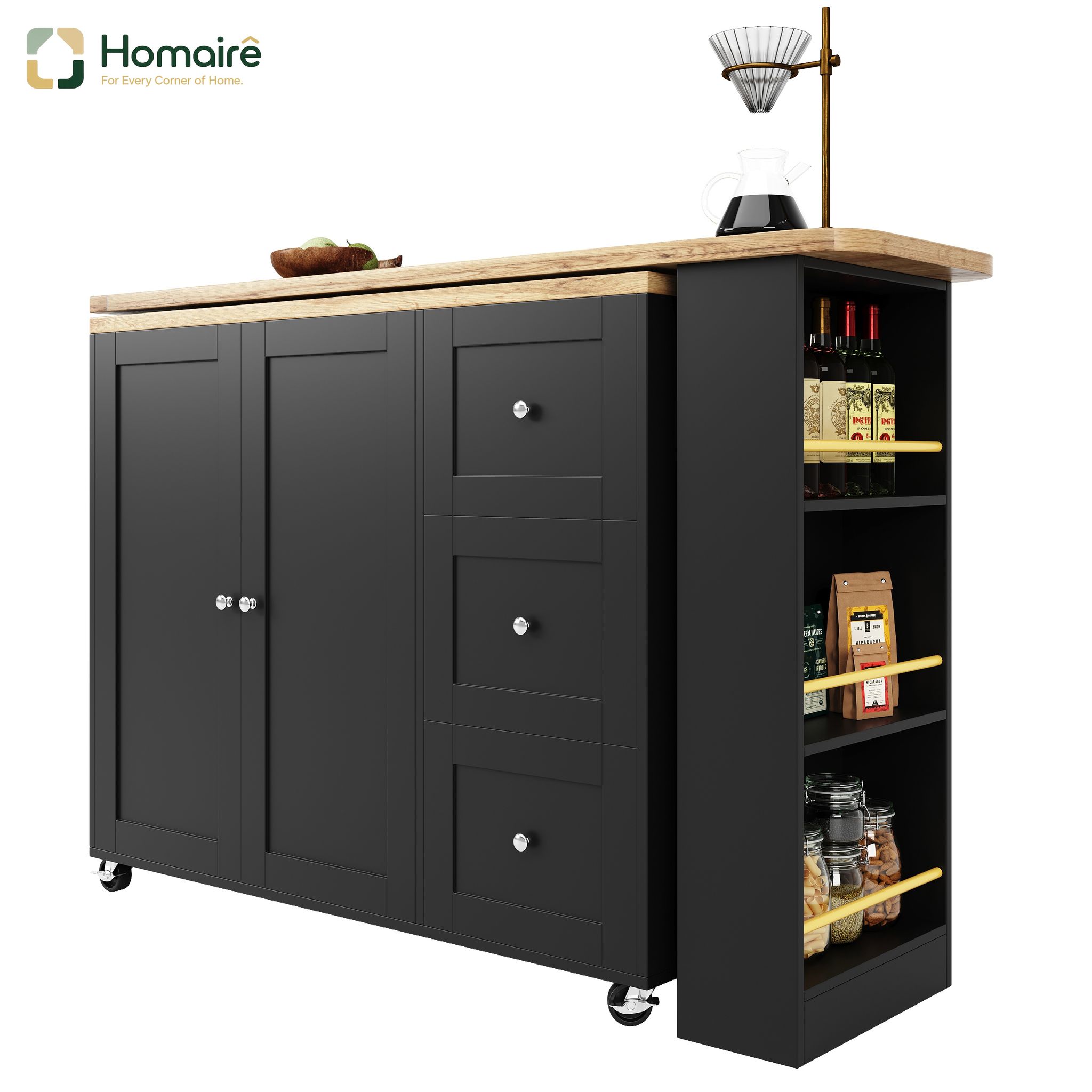 Küchenwagen Mdf Schwarz 203 X 39 X 106 Cm Homaire