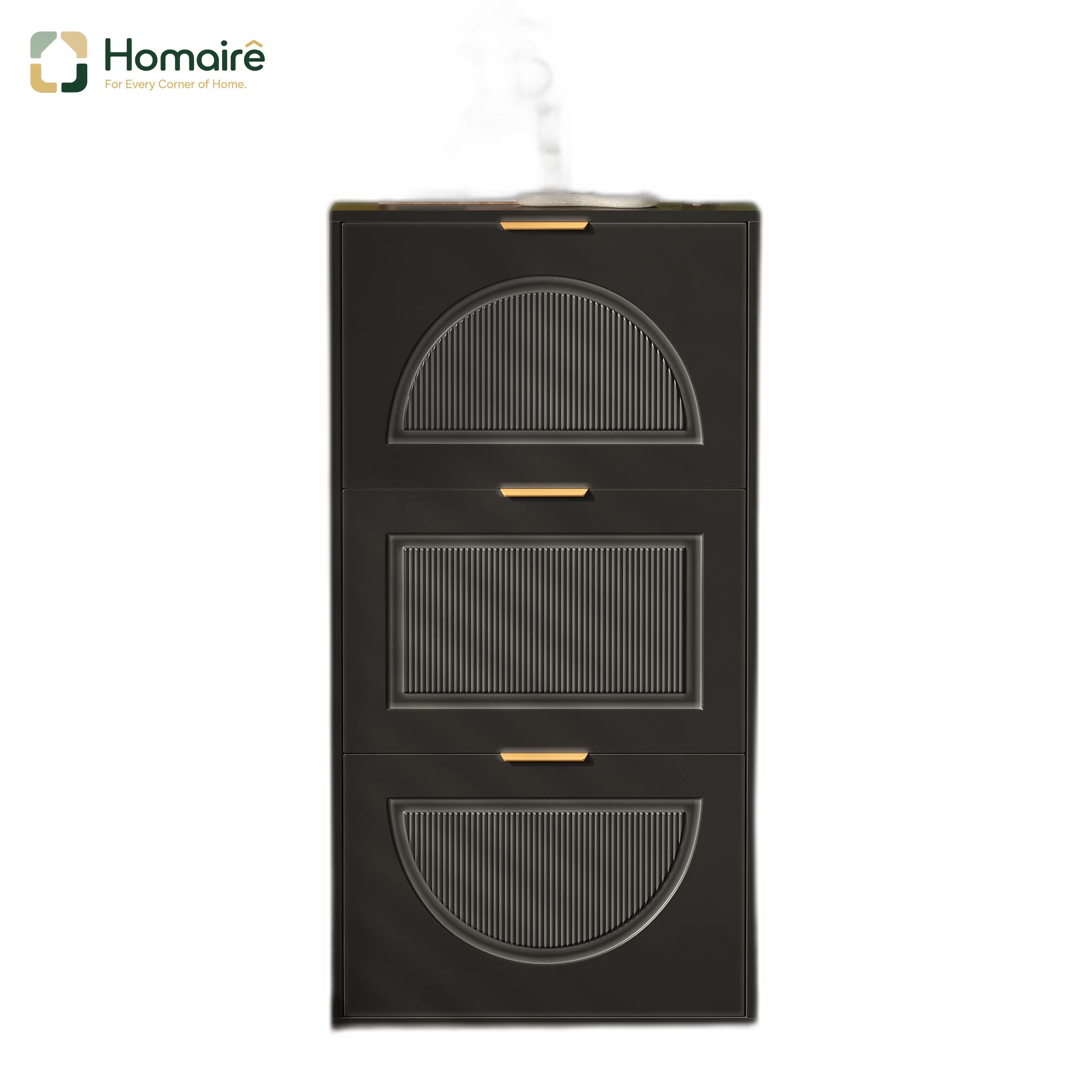 Flur- Garderobenschrank Mdf Schwarz 60 X 24 X 114 Cm Homaire