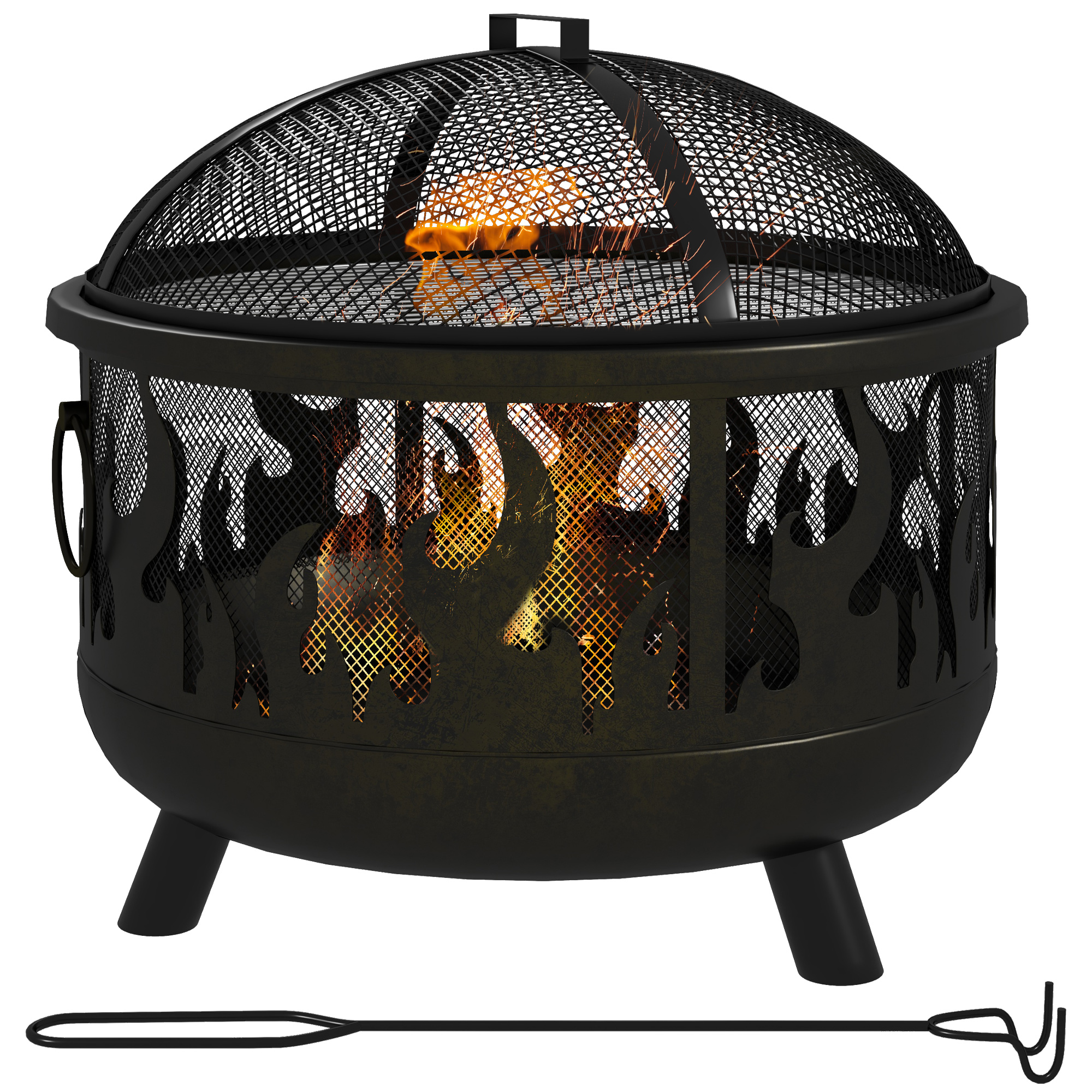 Feuerschale 2 In 1 Für Den Außenbereich Metall Homaire 61x61x55 Cm - Schwarz