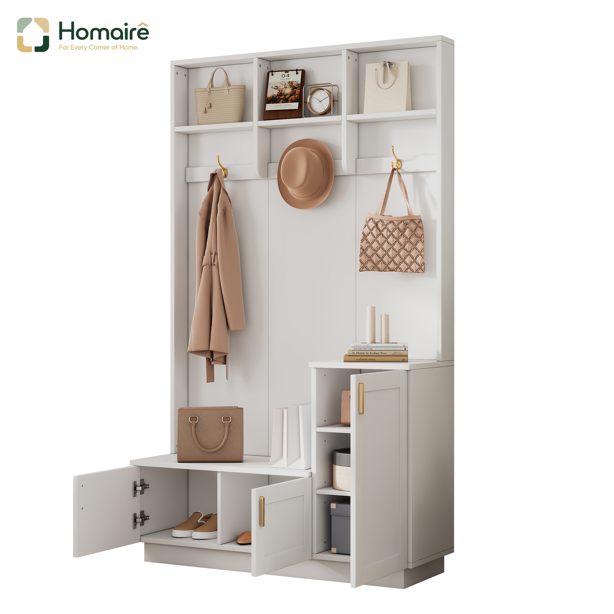 Weiß, 120 X 40 X 200 Cm Shelf Storage Aus Polyester Homaire