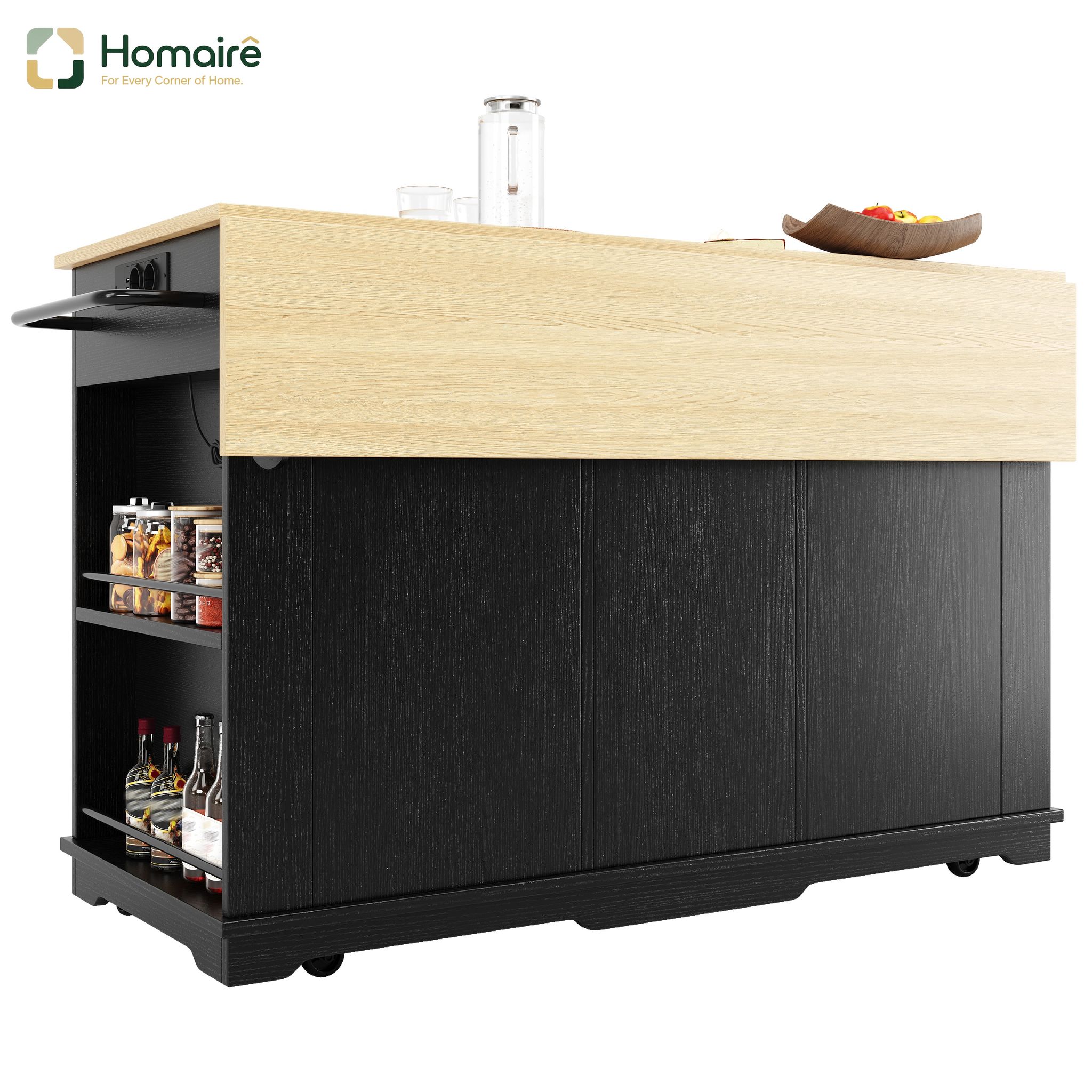 Küchenwagen Mdf Schwarz 151.5 X 59.7 X 91.7 Cm Homaire
