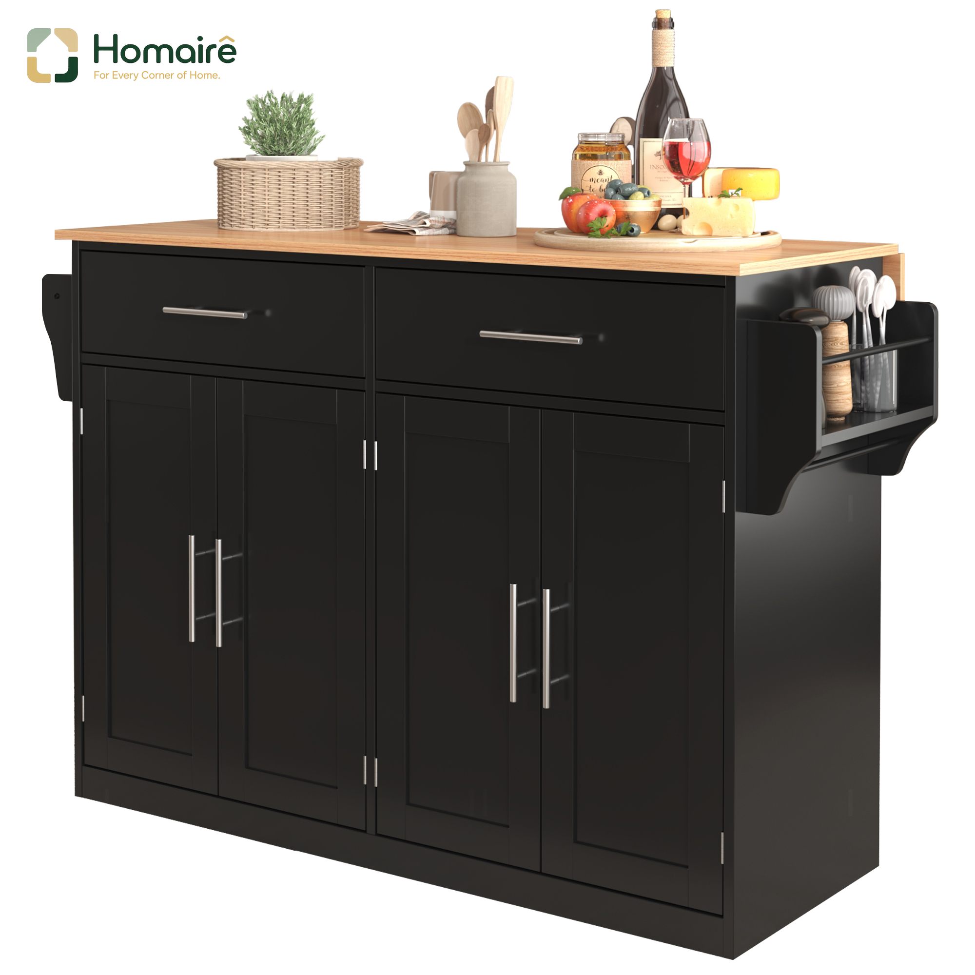 Küchenwagen Schwarz Mdf 120 X 71 X 91.5 Cm Homaire