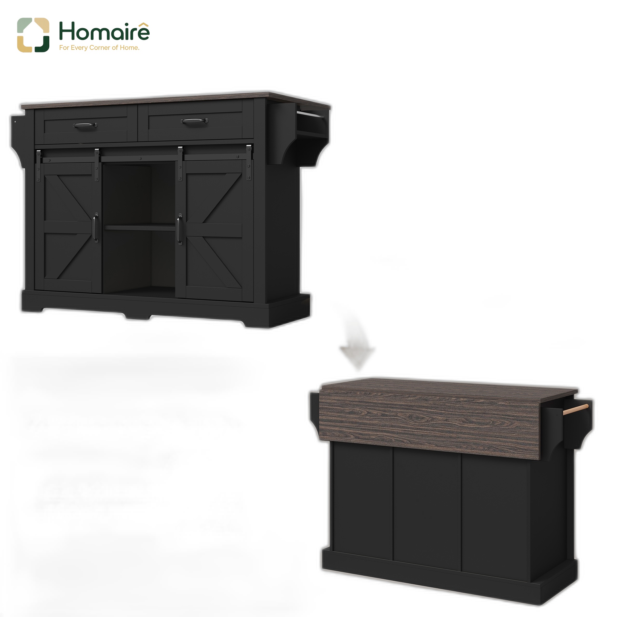 Küchenwagen Aus Mdf Mit Rädern Und Stauraum Schwarz 120 X 70 X 91 Cm Homaire