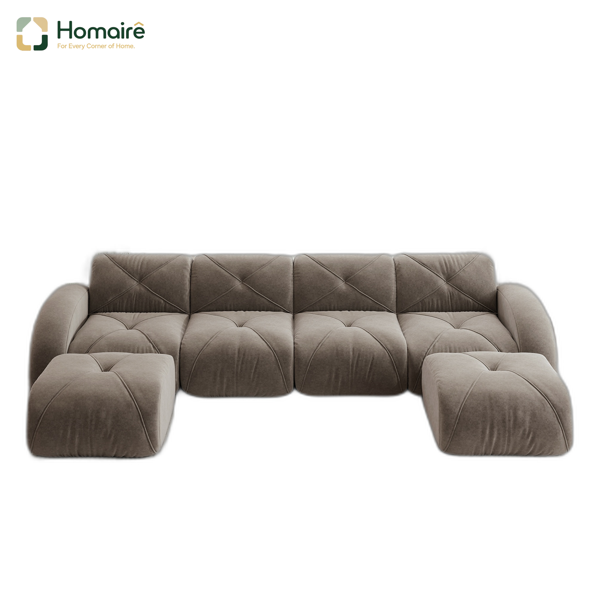 Sofa Mit Modulen Aus Chenille Taupe En Polyester 358 X 171 X 76 Cm Homaire