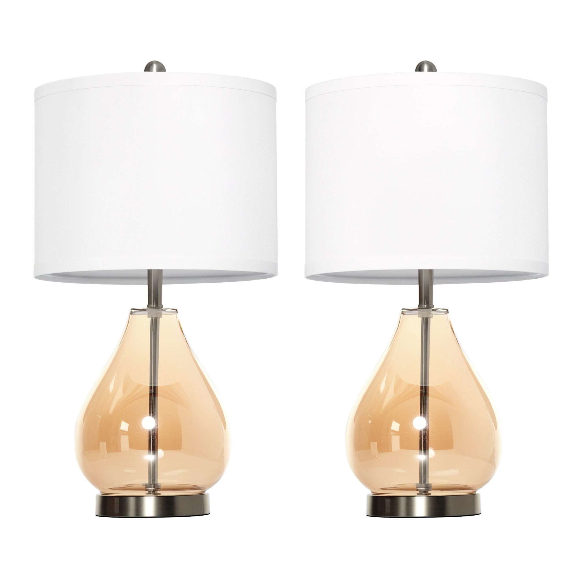 Moderne Tischlampe Weiß, Silber, Bernstein Homaire 30x30x56 Cm - Weiß+silber+bernstein