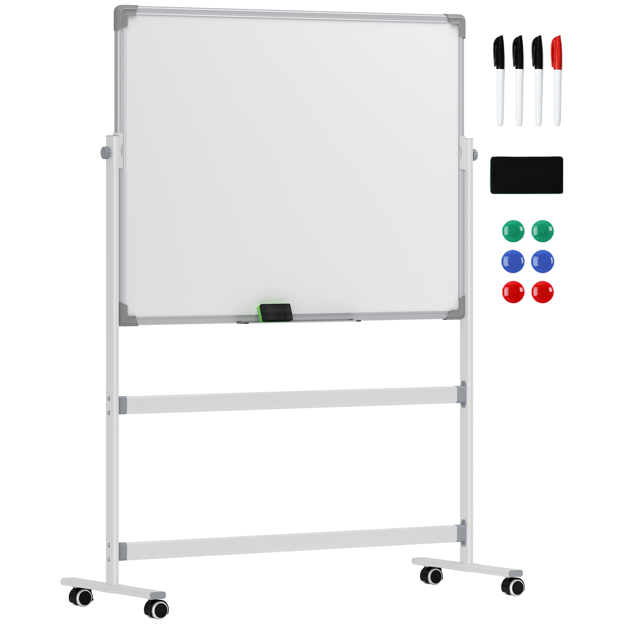 Magnetboard, Doppelseitig 360° Drehbar, Verzinkte Platte/aluminiumlegierung Homaire 127x50x165 Cm - Weiß