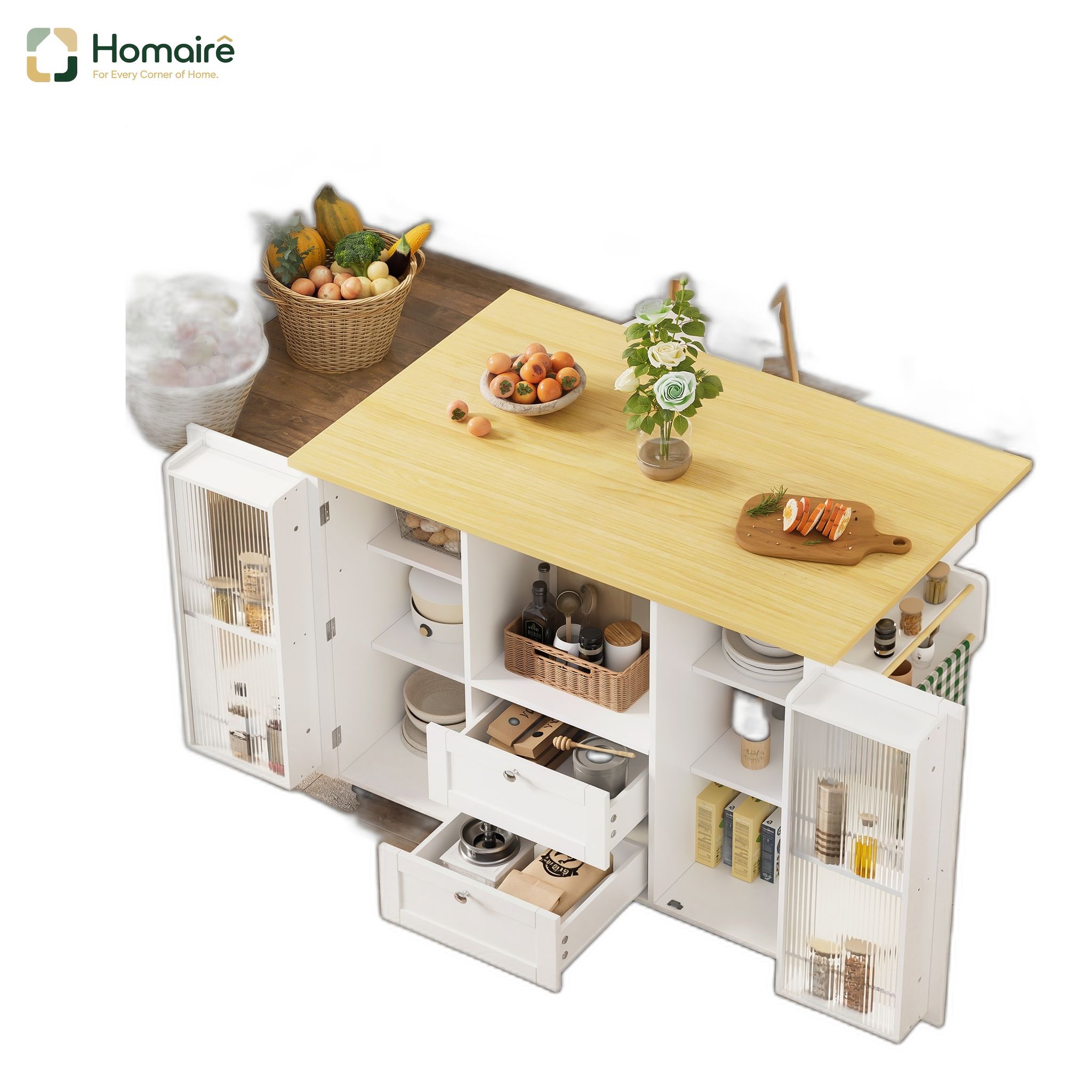 Küchenwagen Aus Mdf Weiß Mit Rollen 120 X 70 X 92 Cm Homaire