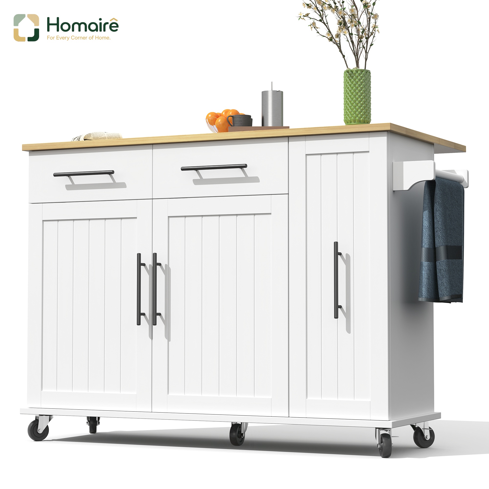 Weiß Küchenwagen Aus Mdf Mit Stauraum 120 X 40 X 90 Cm Homaire