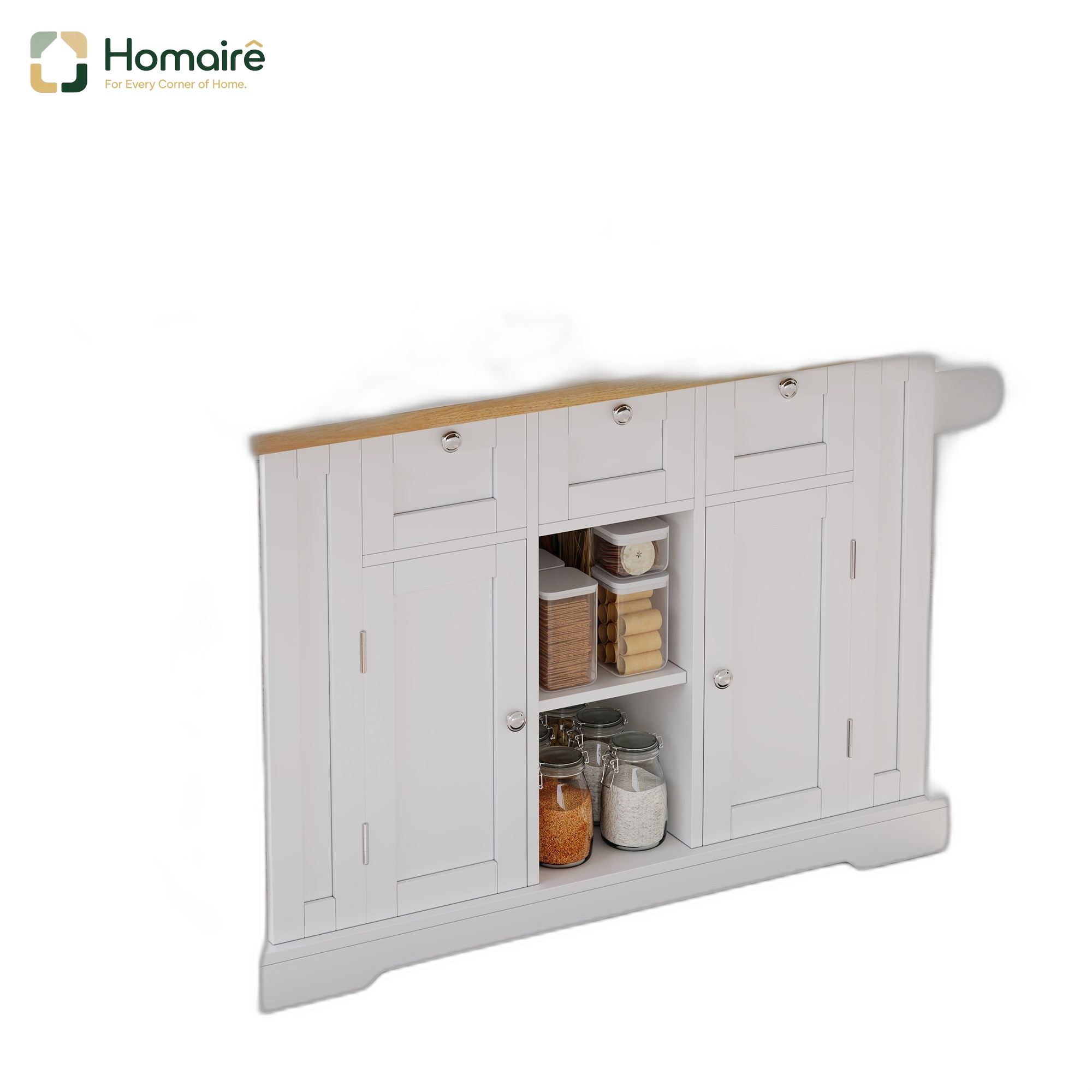 Küchenwagen Aus Mdf Weiß Mit Stauraum Und Usb-anschluss 132 X 70 X 87 Cm Homaire
