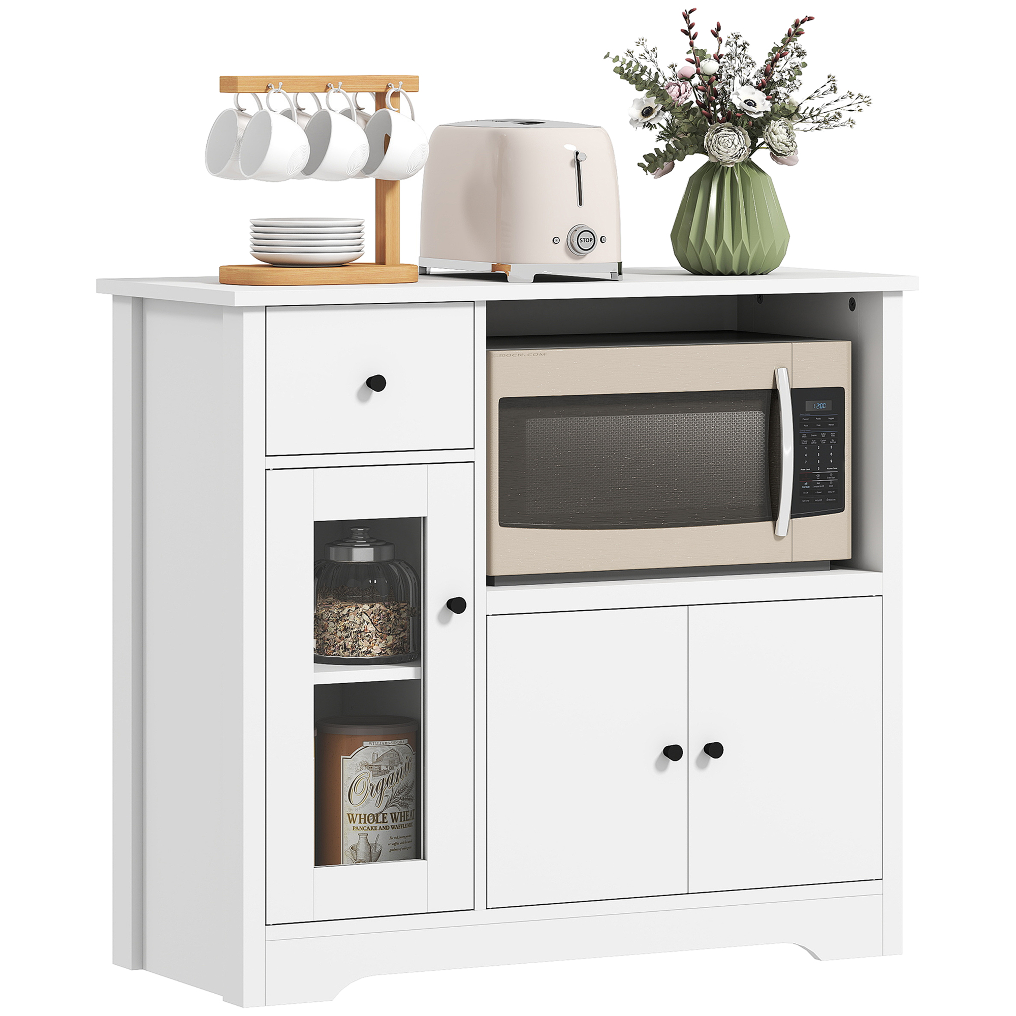 Küchenschrank Mit Offenem Fach Und Schublade Spanplatte Homaire 80x35x72.2 Cm - Weiß