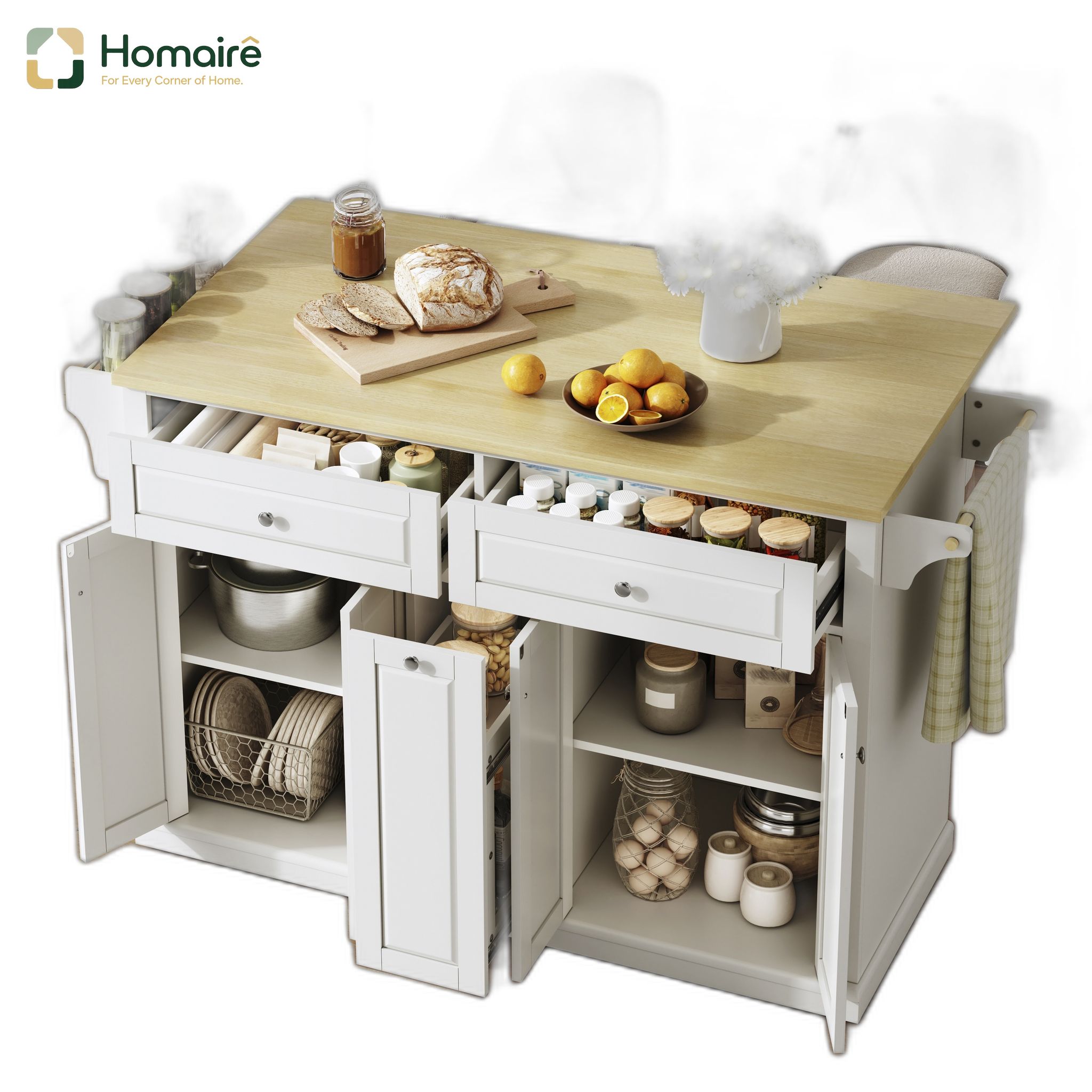 Weiß Küchenwagen Aus Mdf Mit Stauraum 121 X 69 X 89 Cm Homaire
