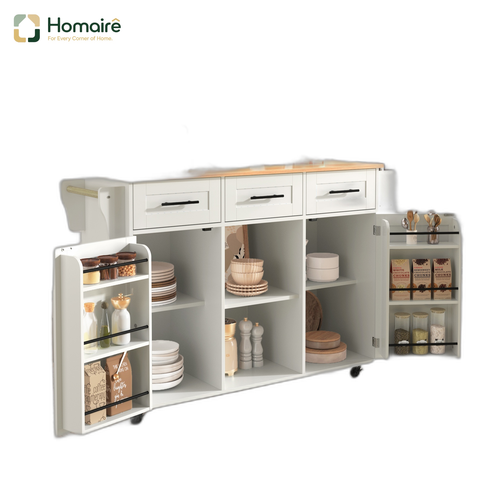 Küchenwagen Aus Mdf Weiß 139 X 46 X 91.5 Cm Homaire