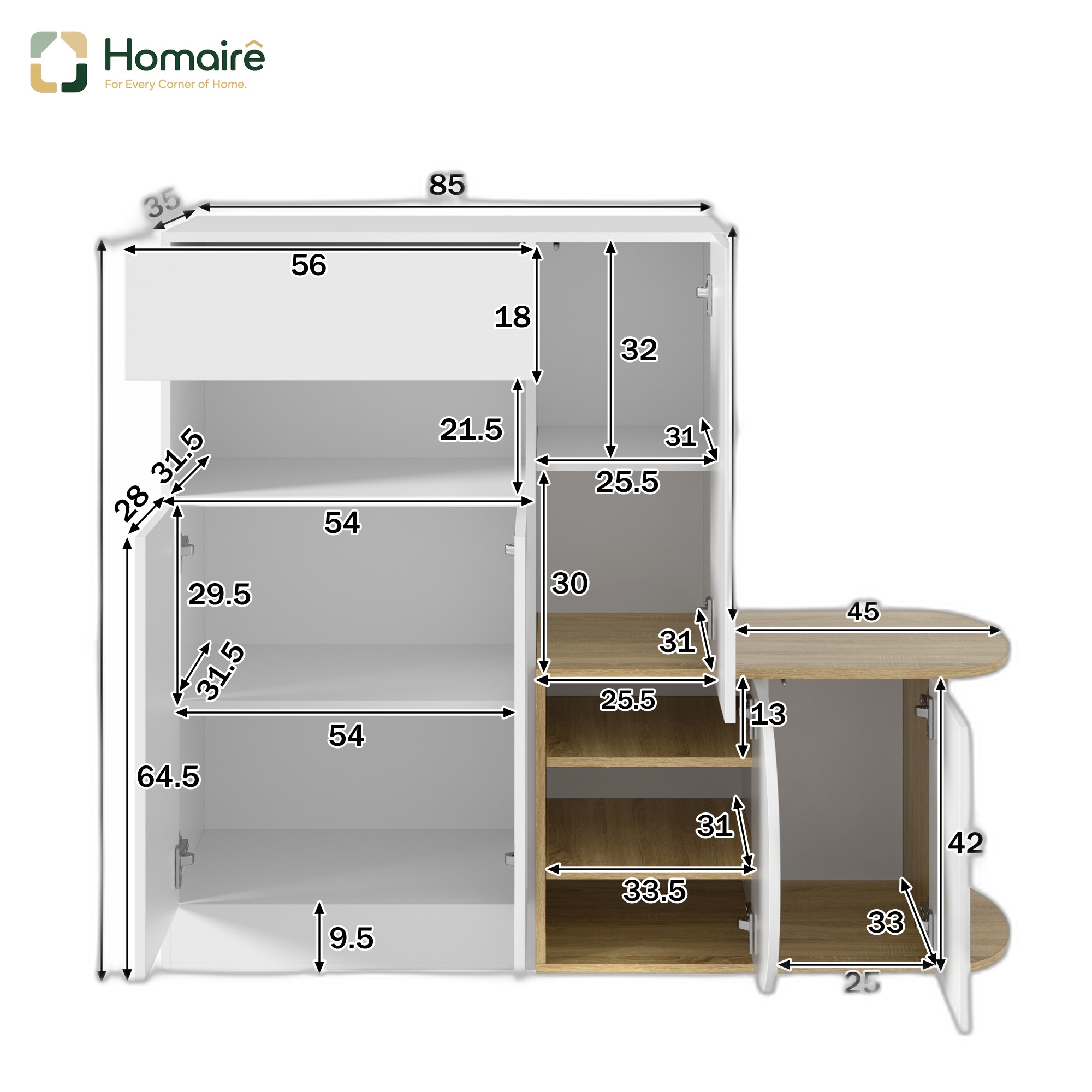 Flur- Garderobenschrank Weiß Aus Mdf 130 X 35 X 110.5 Cm Homaire