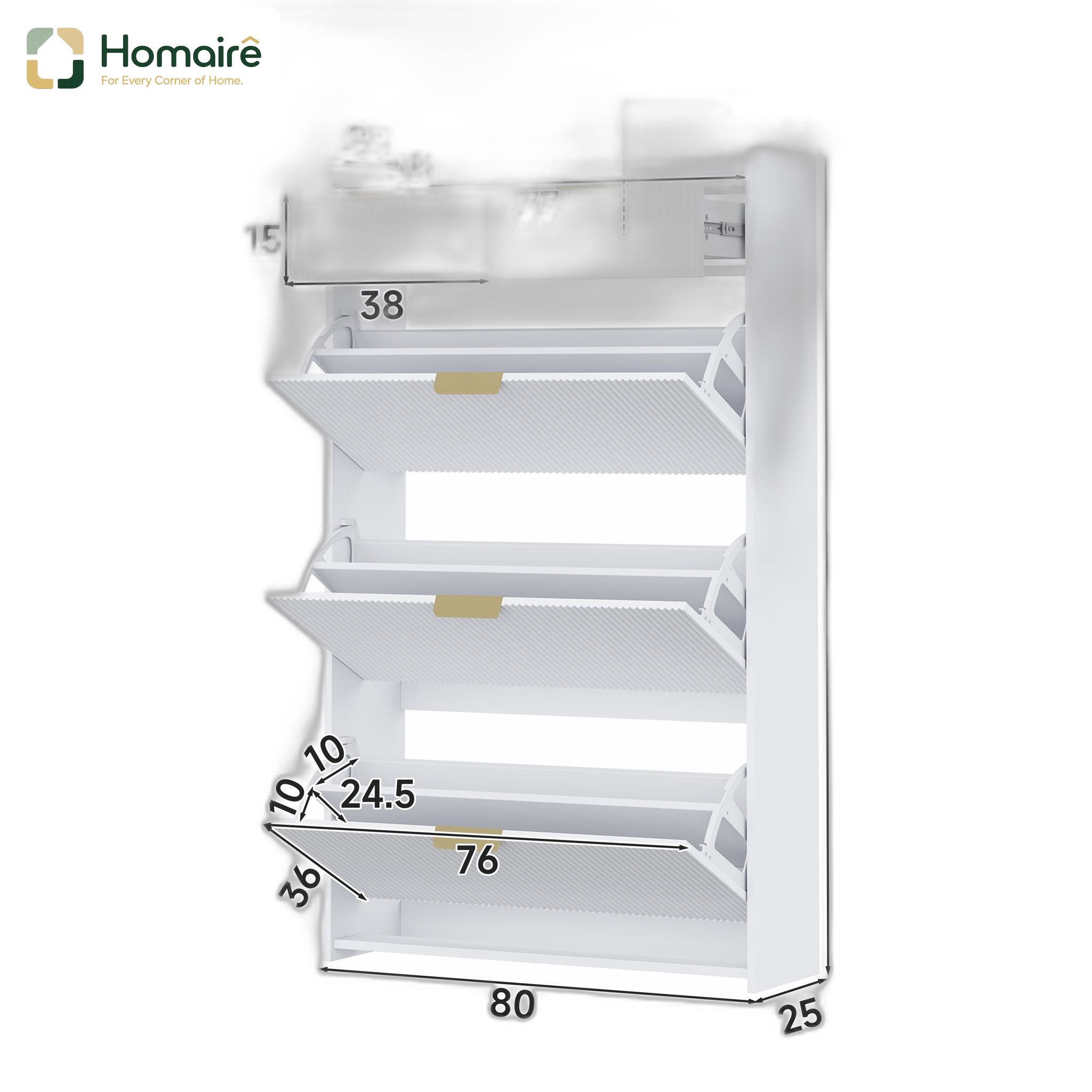 Flur- Garderobenschrank Weiß Aus Polyester 80 X 25 X 135 Cm Homaire