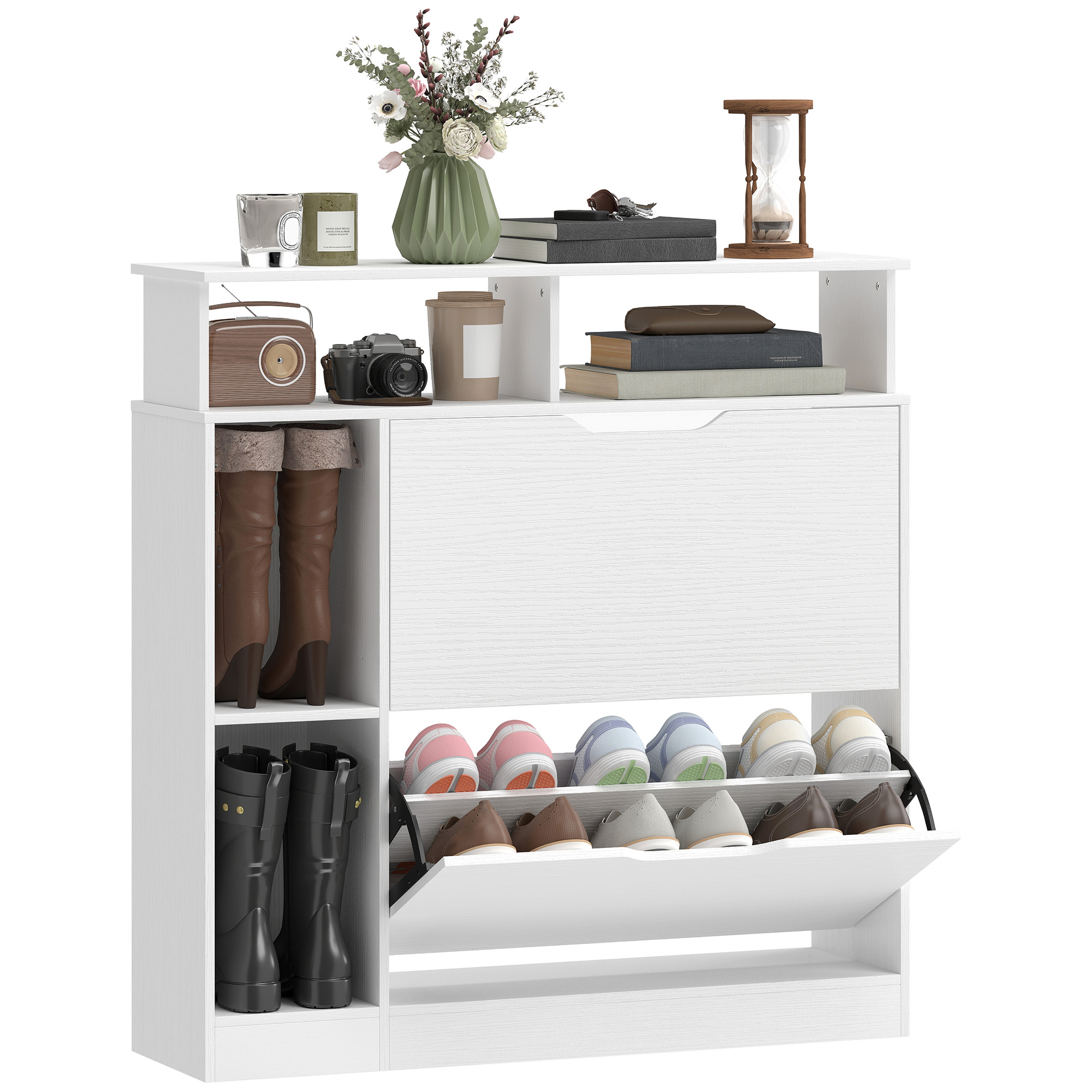 Vielseitige Schuhaufbewahrungseinheit Aus Spanplatte Und Mdf Homaire L89xb25xh92 Cm - Weiß