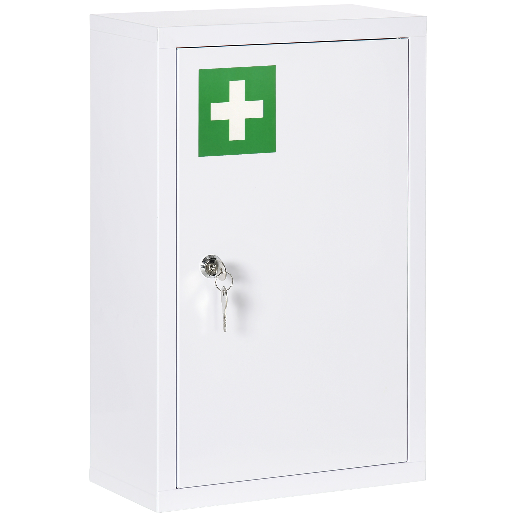Medizinschrank Abschließbar Mit 3 Regalfächern Aus Kaltgewalztem Stahl Homaire 30x14x46 Cm - Weiß