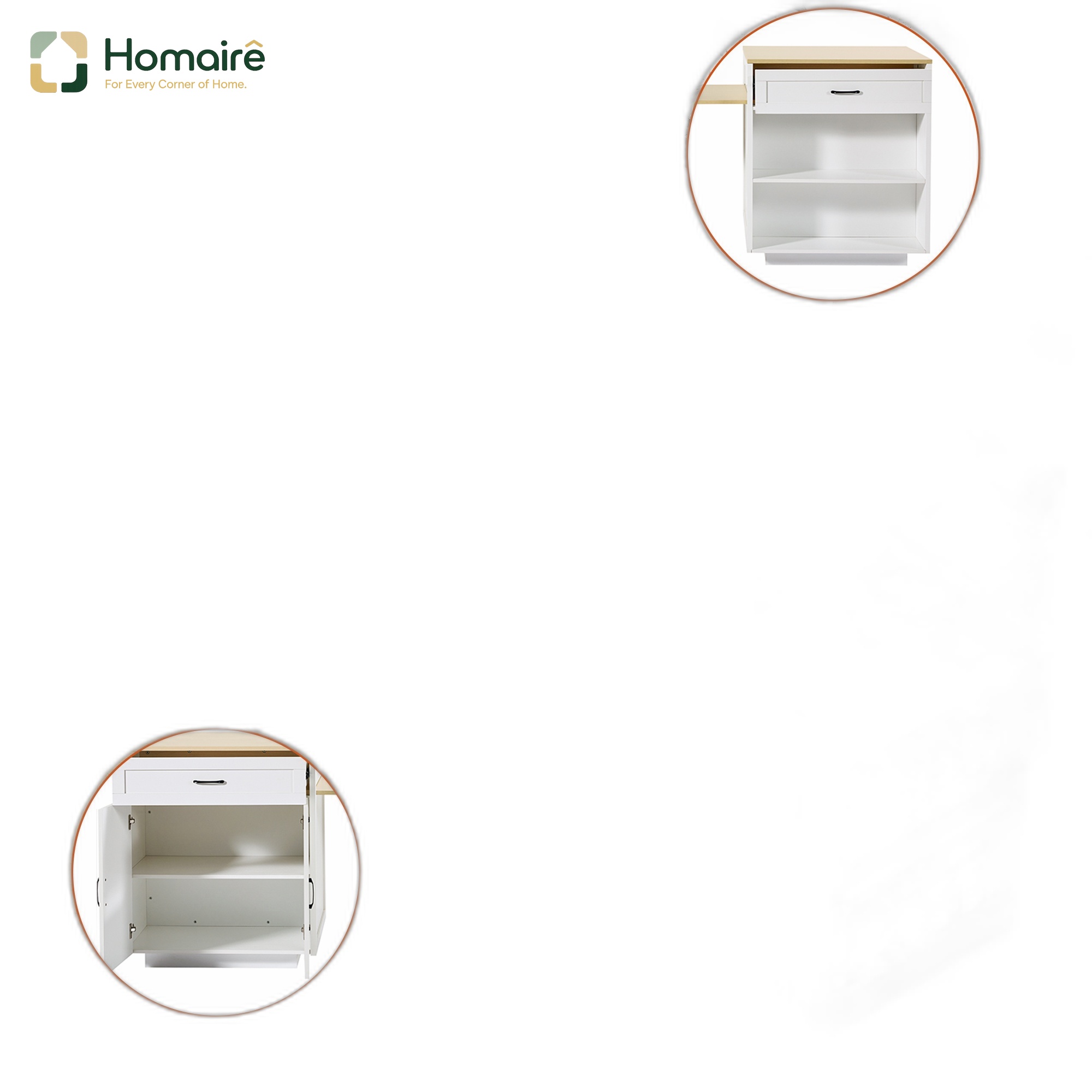 Küchenwagen Mdf Weiß 133 X 70 X 93.5 Cm Homaire
