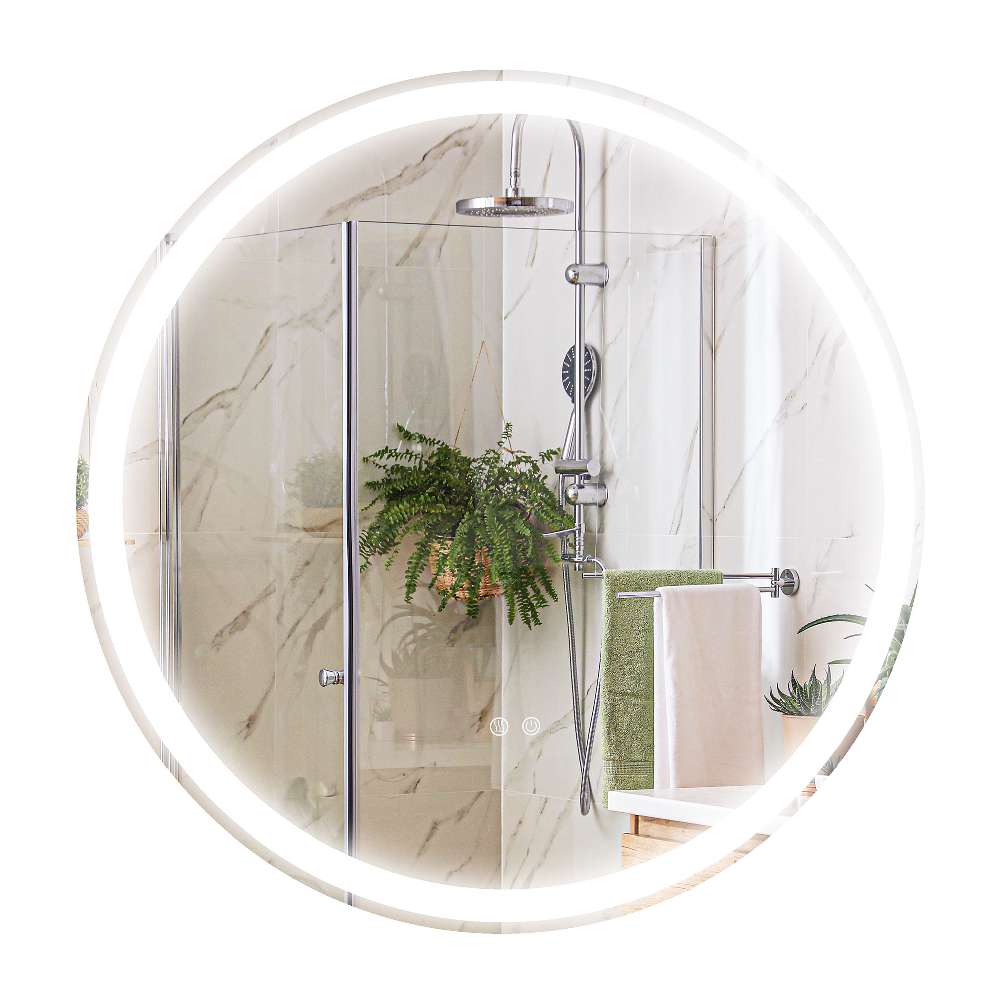 Beleuchteter Badezimmerspiegel Mit Touch Control, Aluminium Und Glas, Homaire, 60x3x60 Cm - Weiß+silber
