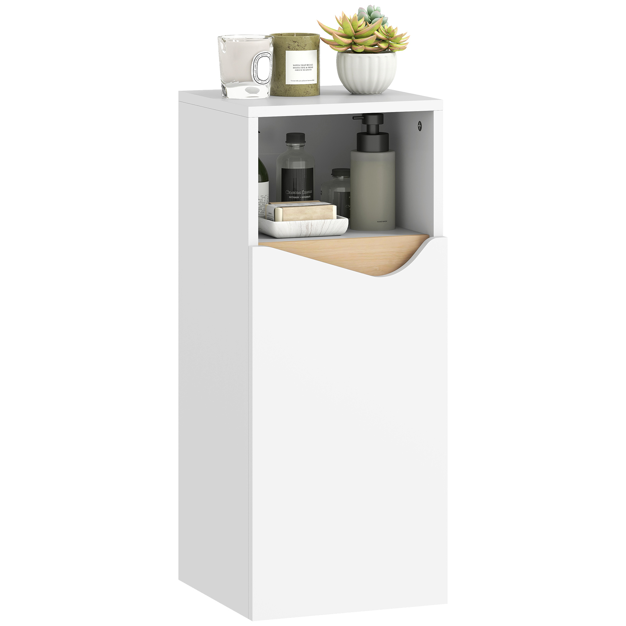 Badezimmerschrank Mit Mehrschichtiger Lagerung, Spanplatte, Homaire, 30x30x71,5 Cm - Weiß