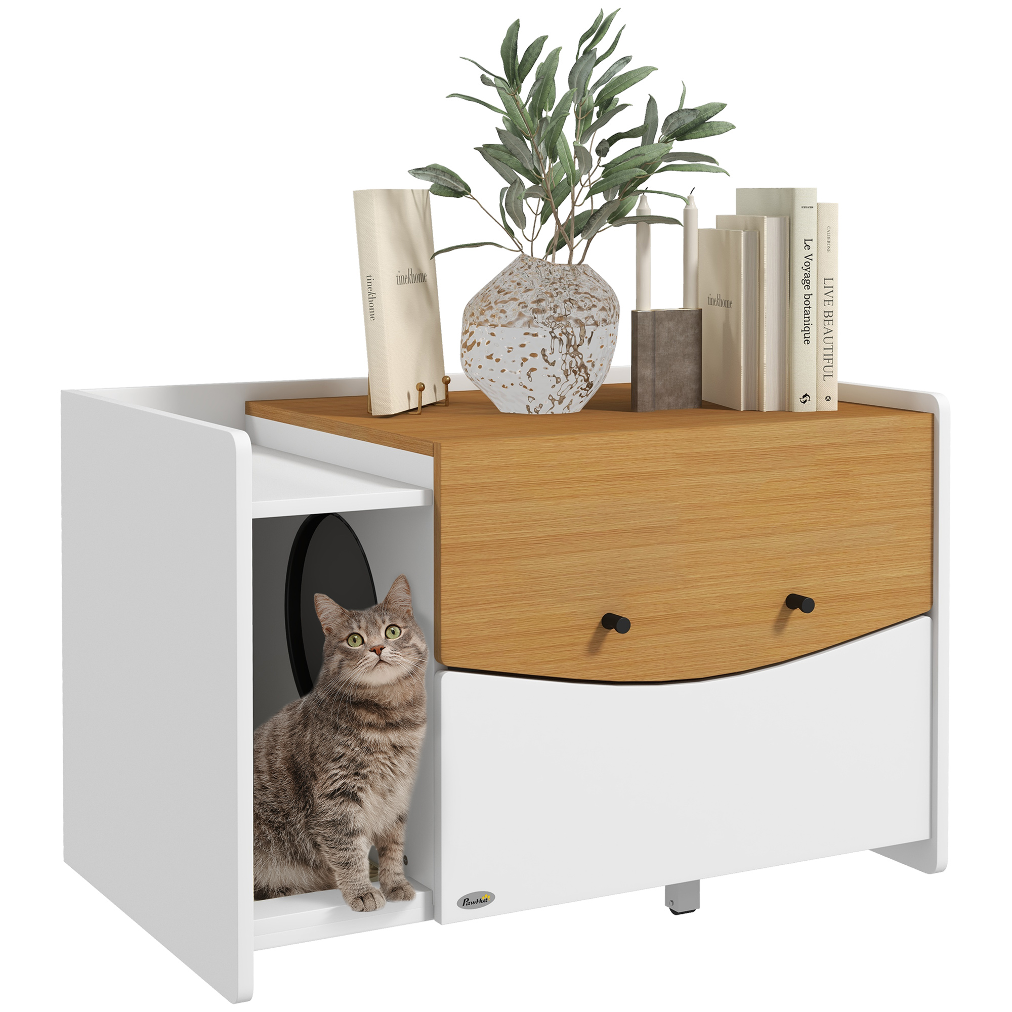 Katzenklo Schrank Aus Spanplatte Homaire L78xb50xh51 Cm Eiche