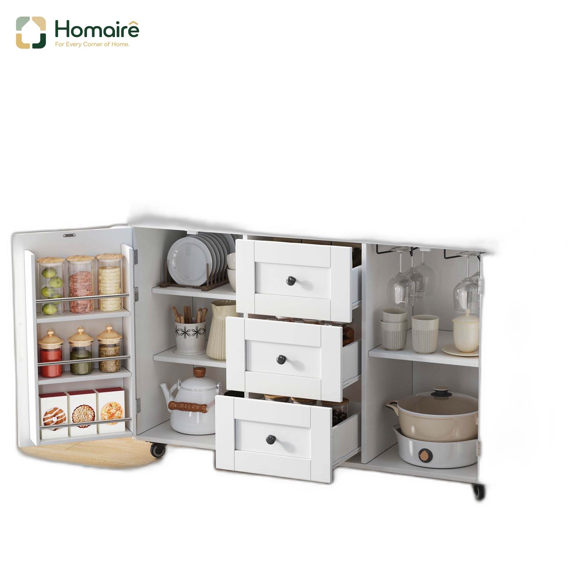 Küchenwagen Aus Mdf Weiß 138 X 60 X 93 Cm Homaire