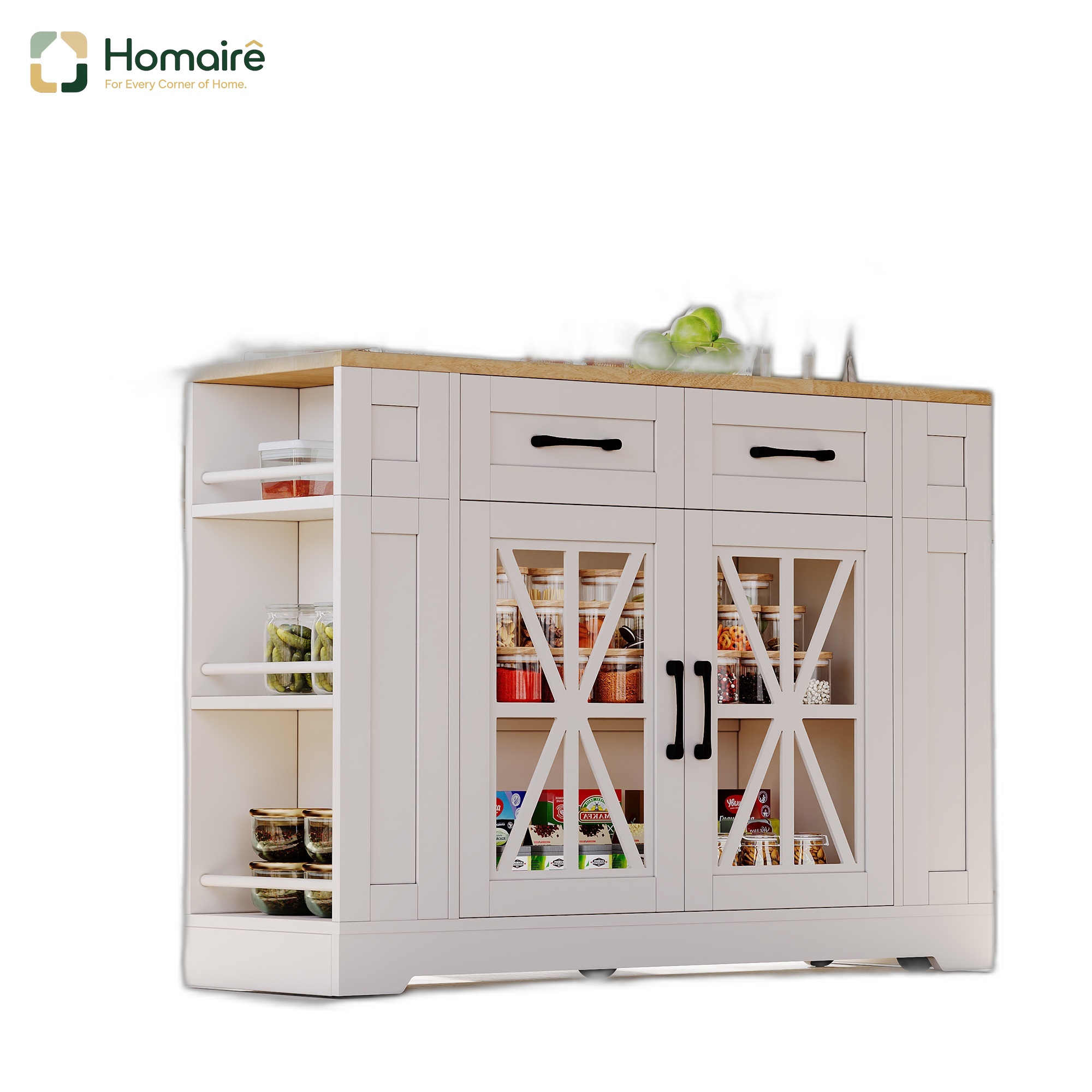 Küchenwagen Aus Mdf Mit Usb-anschluss Und Stauraum Weiß 120 X 65 X 92 Cm Homaire