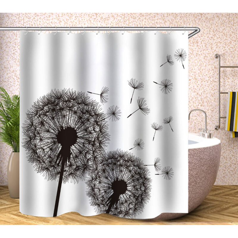 Schimmelresistenter Duschvorhang. Original Duschvorhang. Maschinenwaschbar Und Wasserdicht. 12 Integrierte Duschvorhangringe. Polyester. 180 X 180 Cm. Schwarz-weiß.